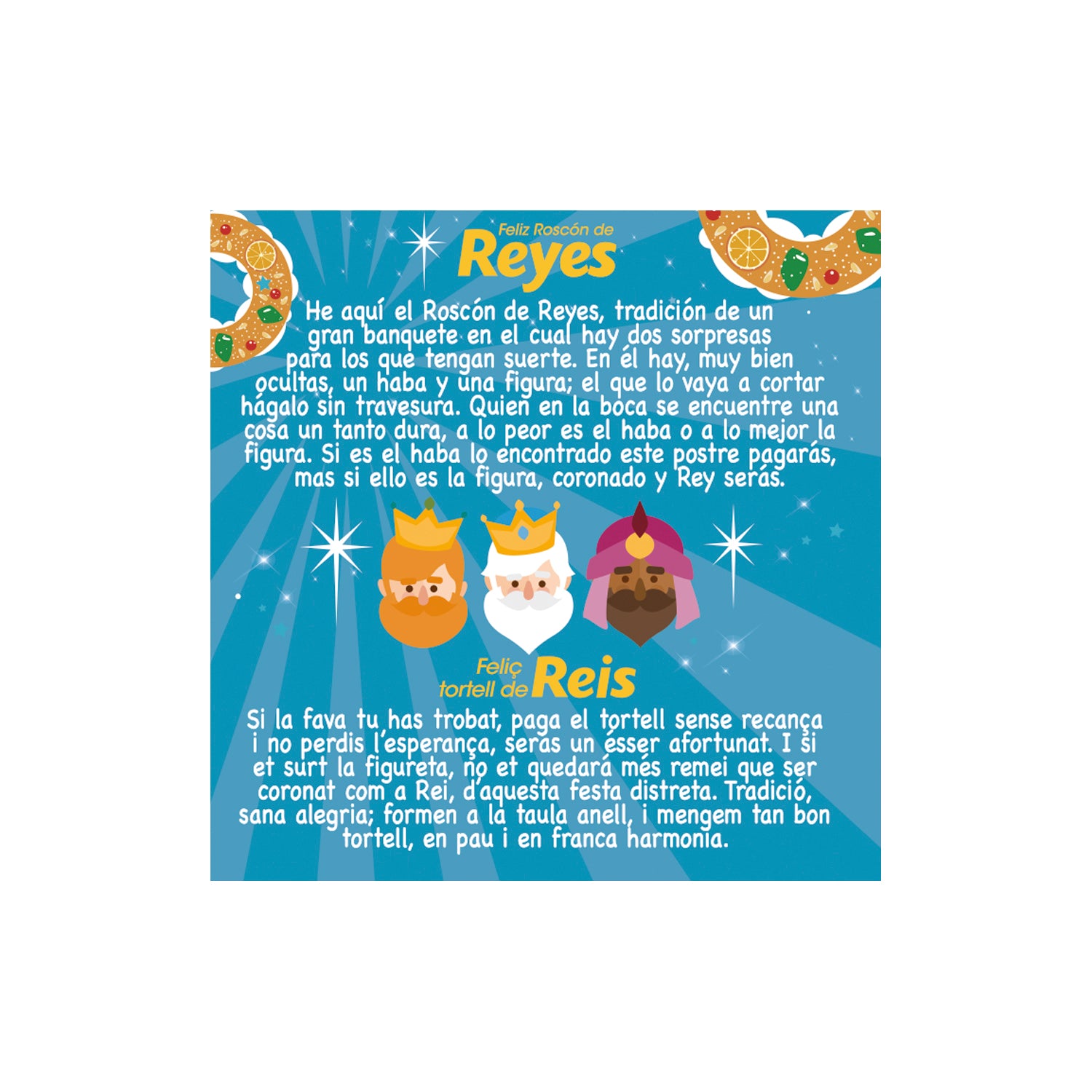 CHRISTMAS CAKE CARD SPANISH / CATALONIAN 6X6CM