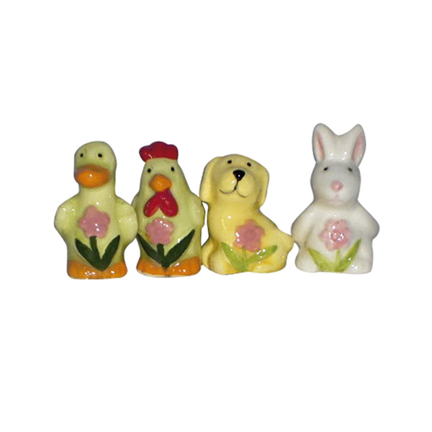 STATUETTE NATALIZIE ANIMALI CON FIORI IN CERAMICA 3.5-4CM