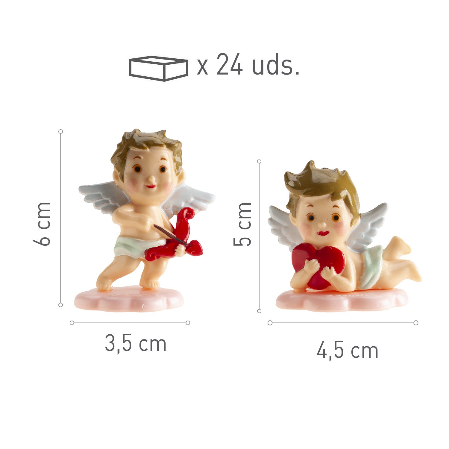 SURTIDO 2 MOD. CUPIDOS PLÁSTICO CON BASE 24 UDS
