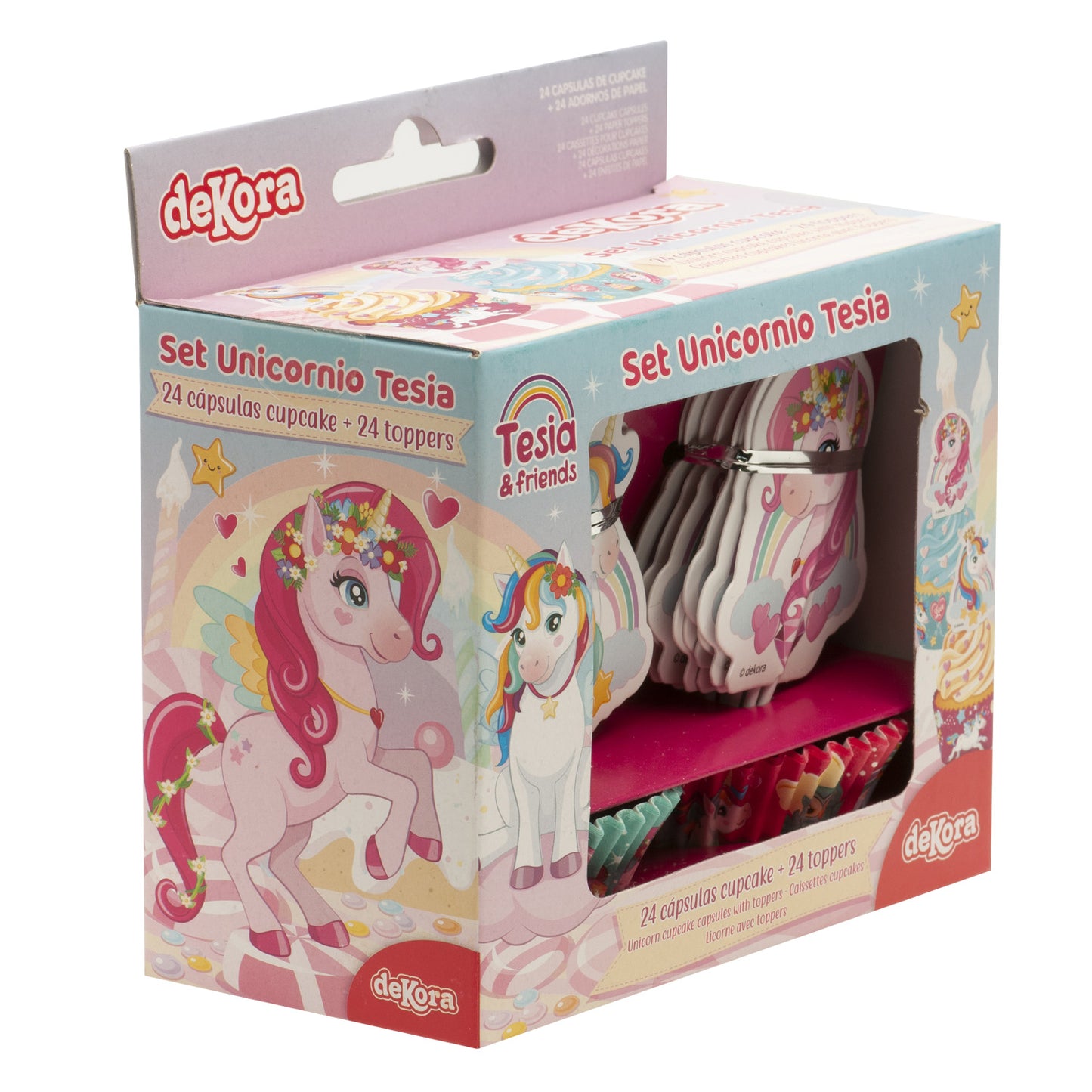 UNICORN 24 CUPCAKE CAPSULES WITH 24 TOPPERS DECORATING KIT