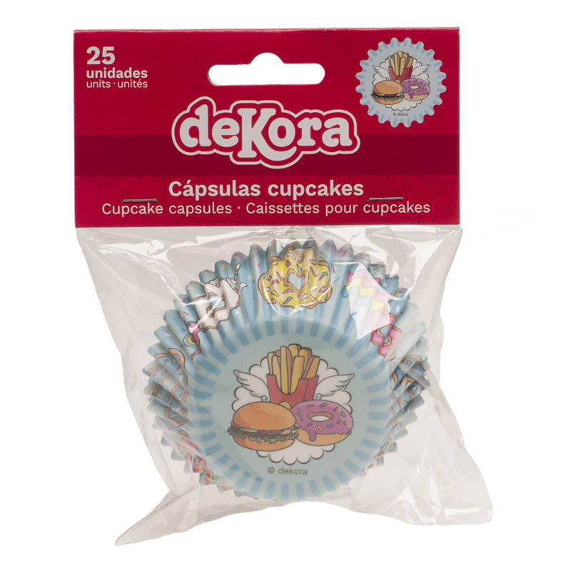 BLISTER 25 CÁPSULAS CUPCAKE FAST FOOD Ø 5CM H 3CM