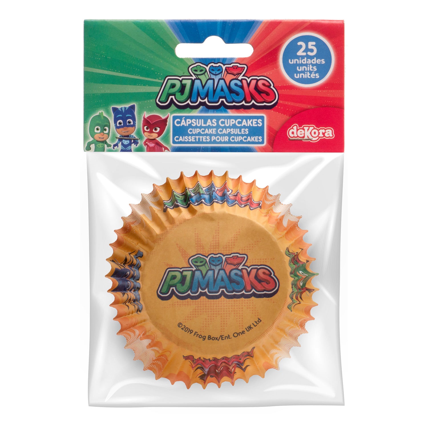 BLISTER 25 CÁPSULAS CUPCAKE PJ MASKS Ø 5CM H 3 CM