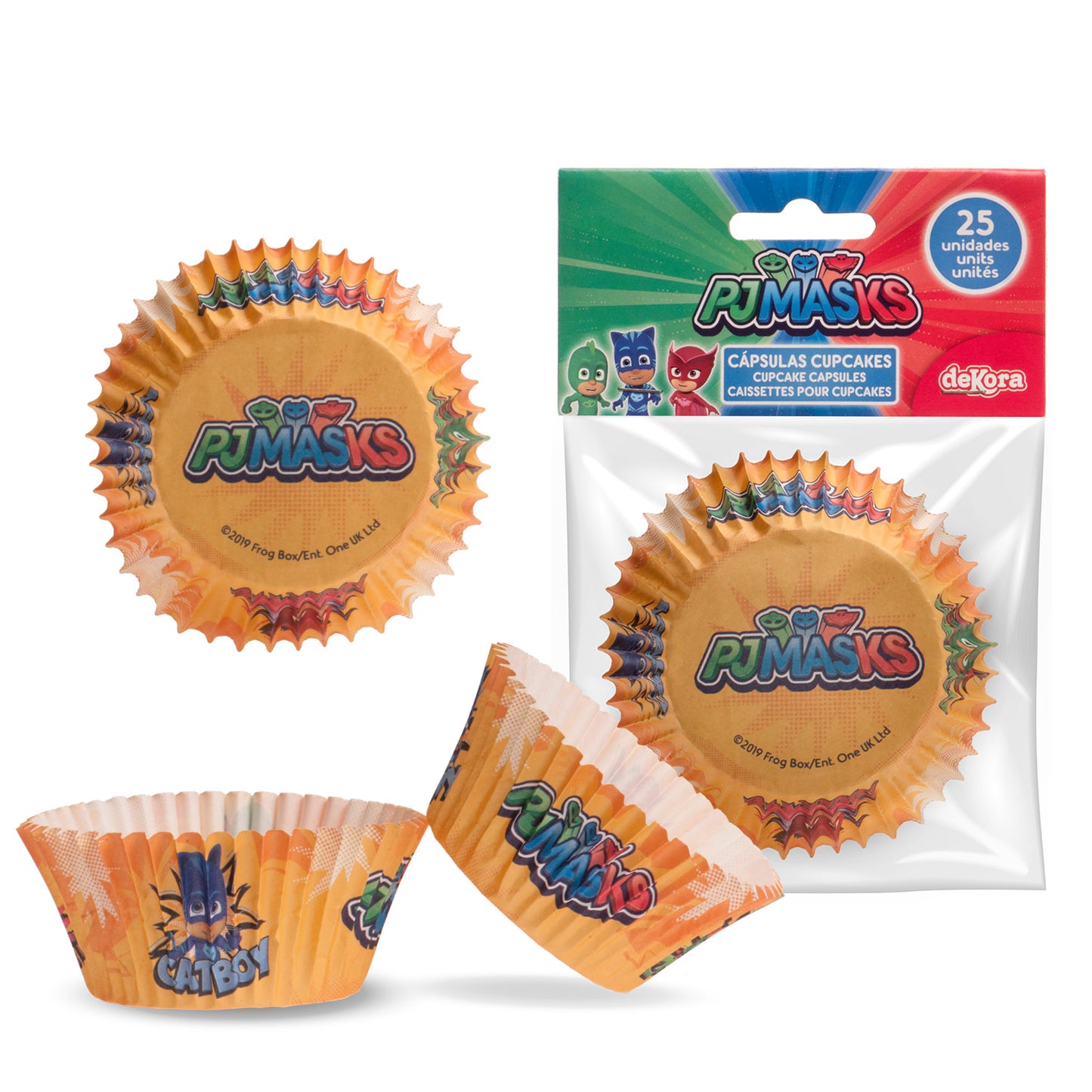 BLISTER 25 CÁPSULAS CUPCAKE PJ MASKS Ø 5CM H 3 CM