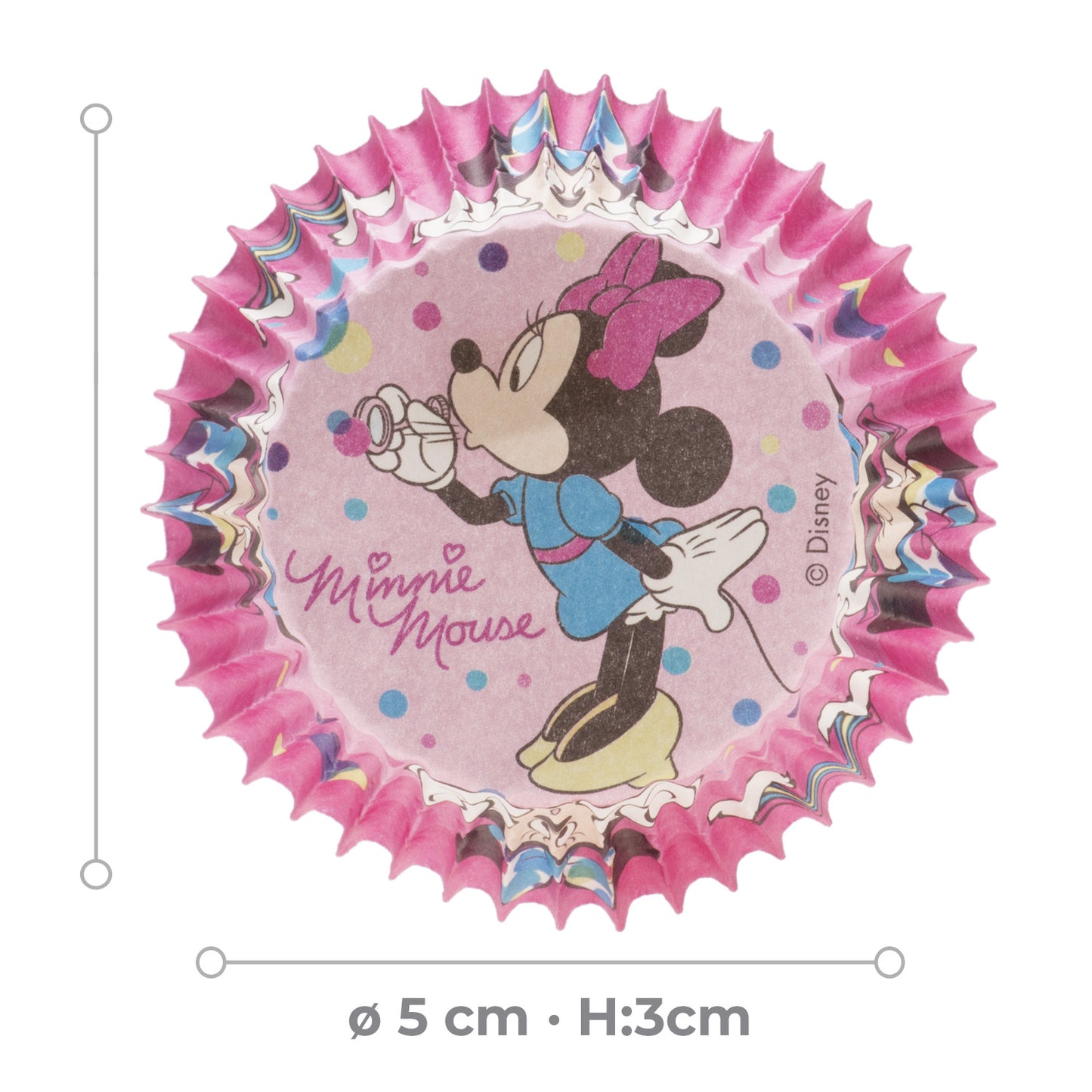 BLÍSTER 25 CÁPSULAS CUPCAKE MINNIE Ø 5CM H 3CM