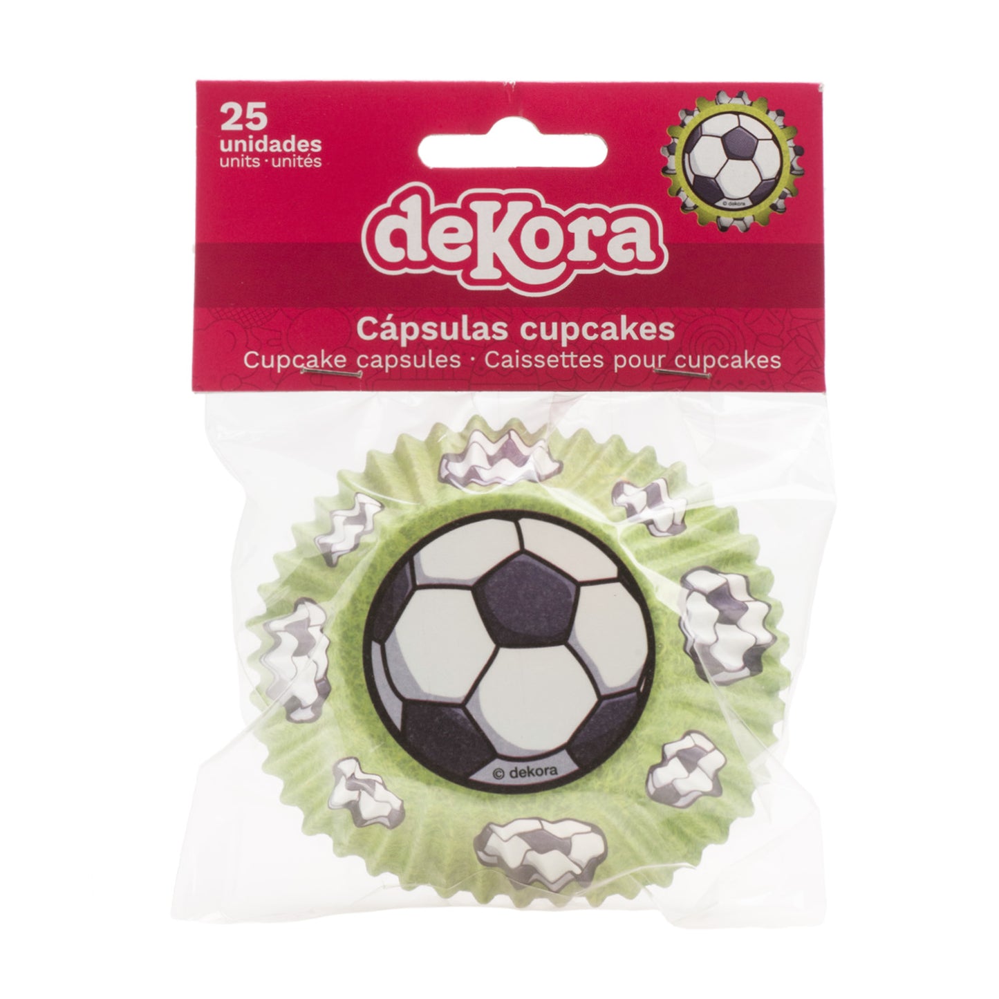 BLISTER 25 CÁPSULAS CUPCAKES FÚTBOL Ø 5CM H 3CM