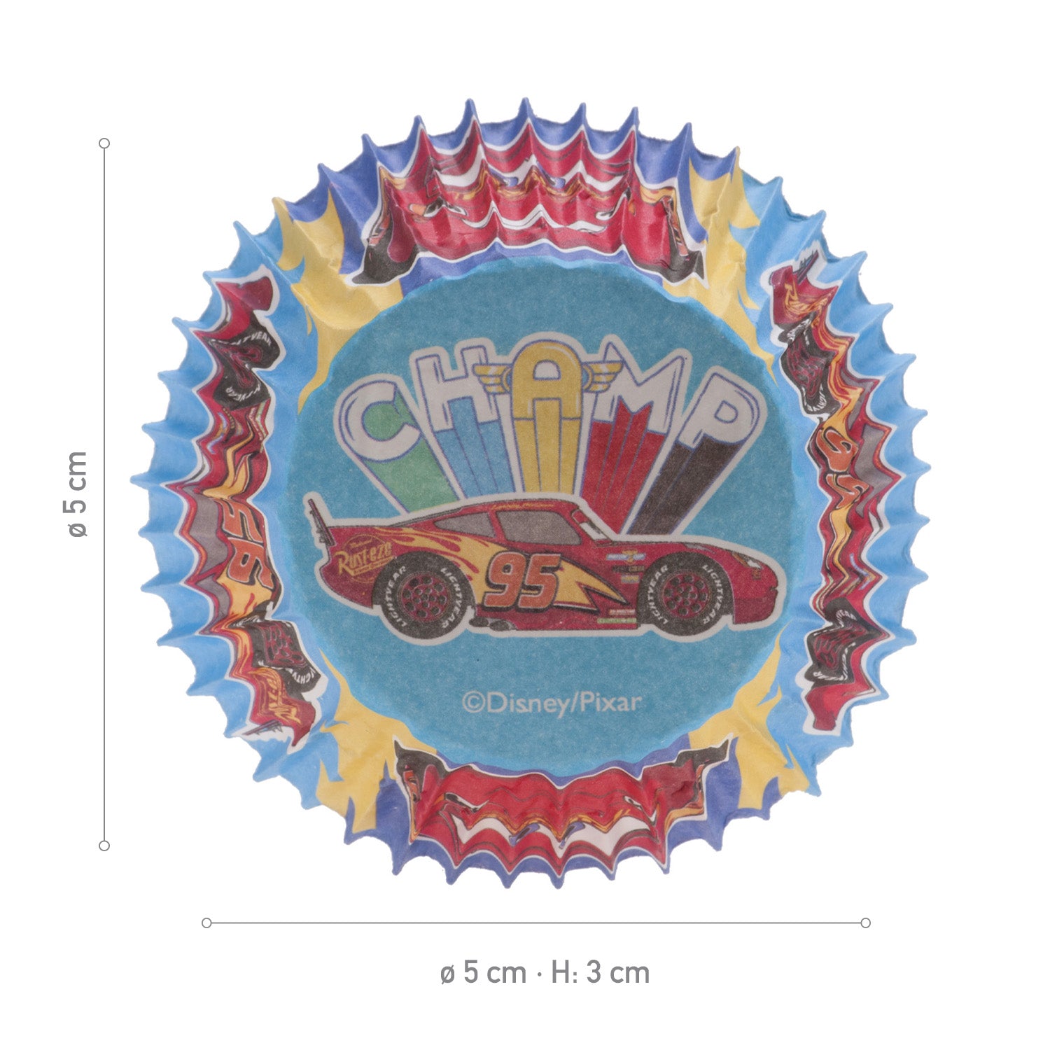BLISTER 25 CÁPSULAS CUPCAKE CARS Ø 5CM H 3CM