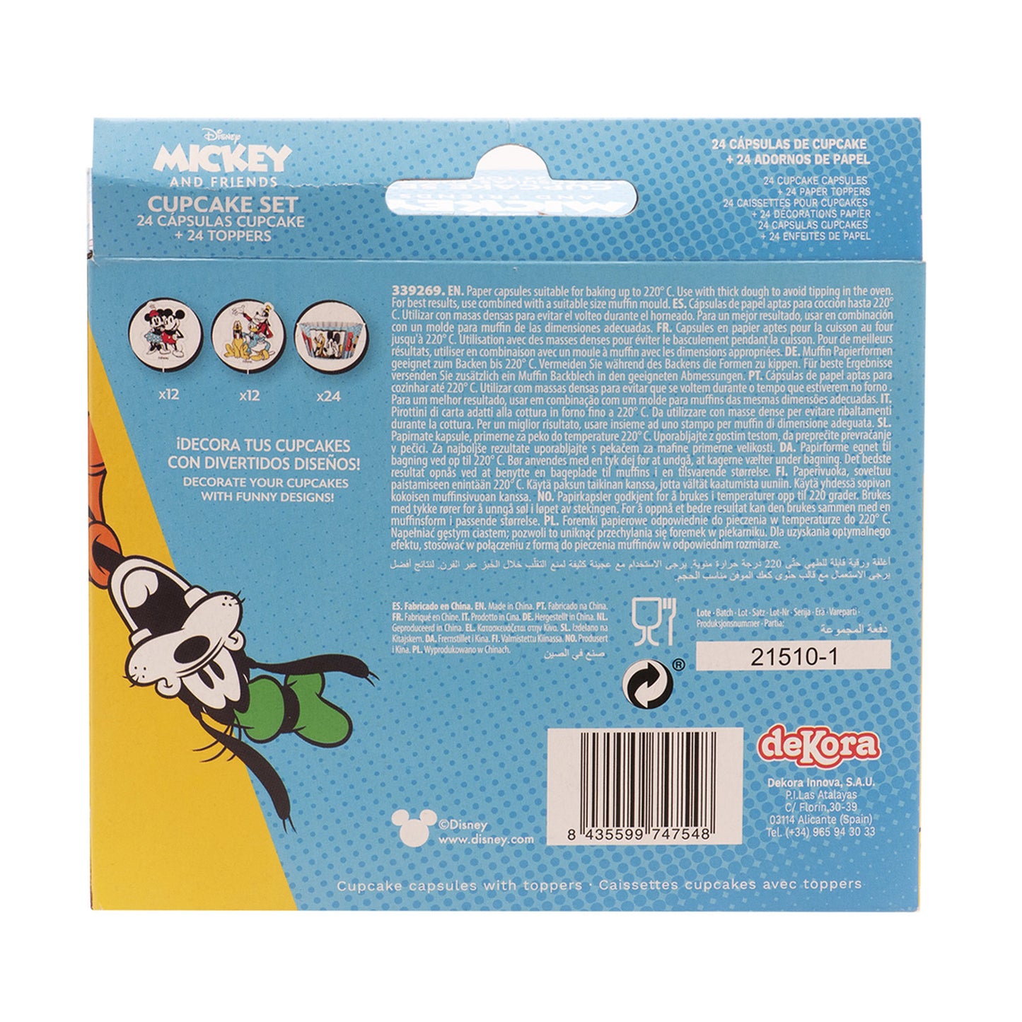 KIT DECORACIÓN CUPCAKES CON TOPPERS MICKEY AND FRIENDS