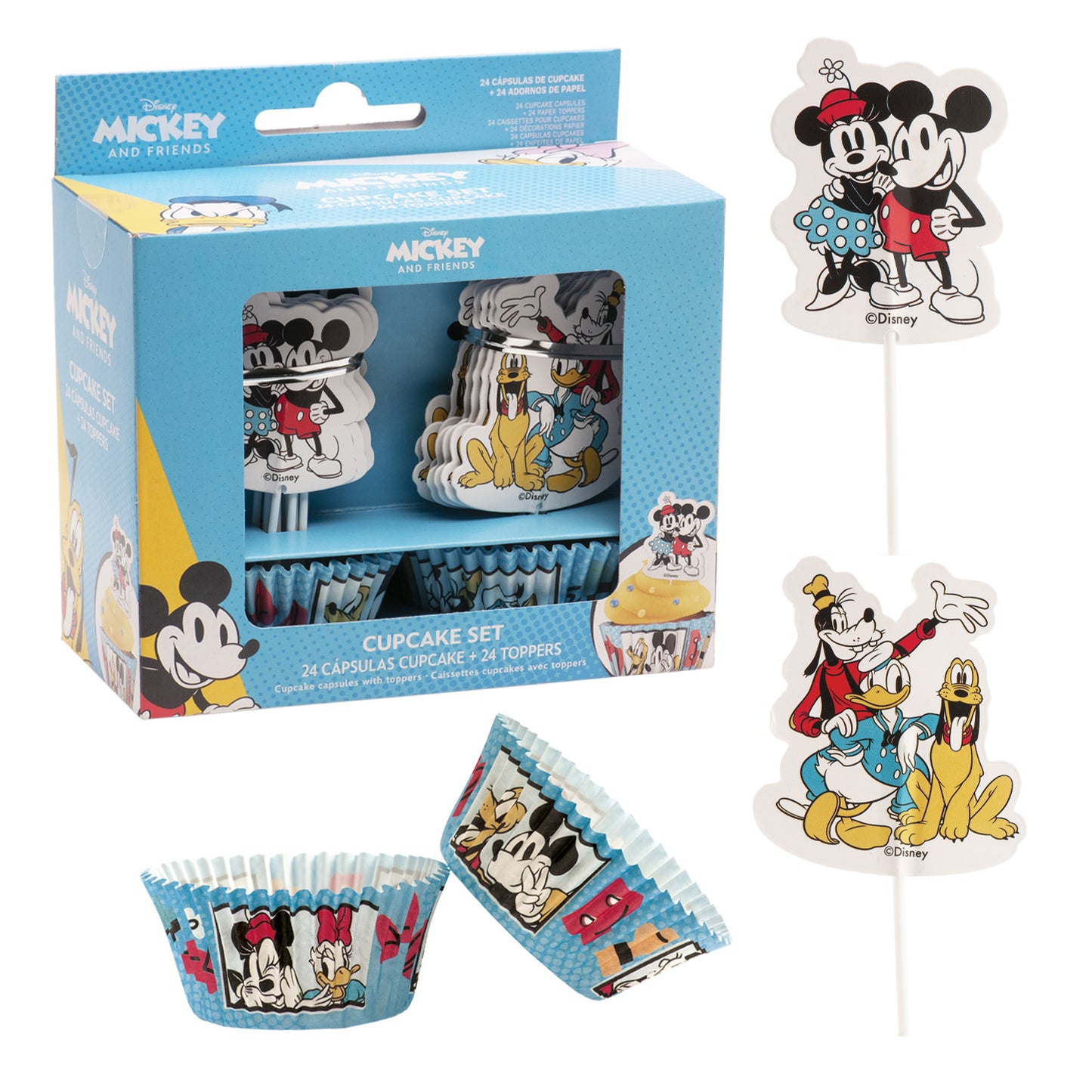 KIT DECORAZIONE CUPCAKE CON TOPPERS MICKEY AND FRIENDS