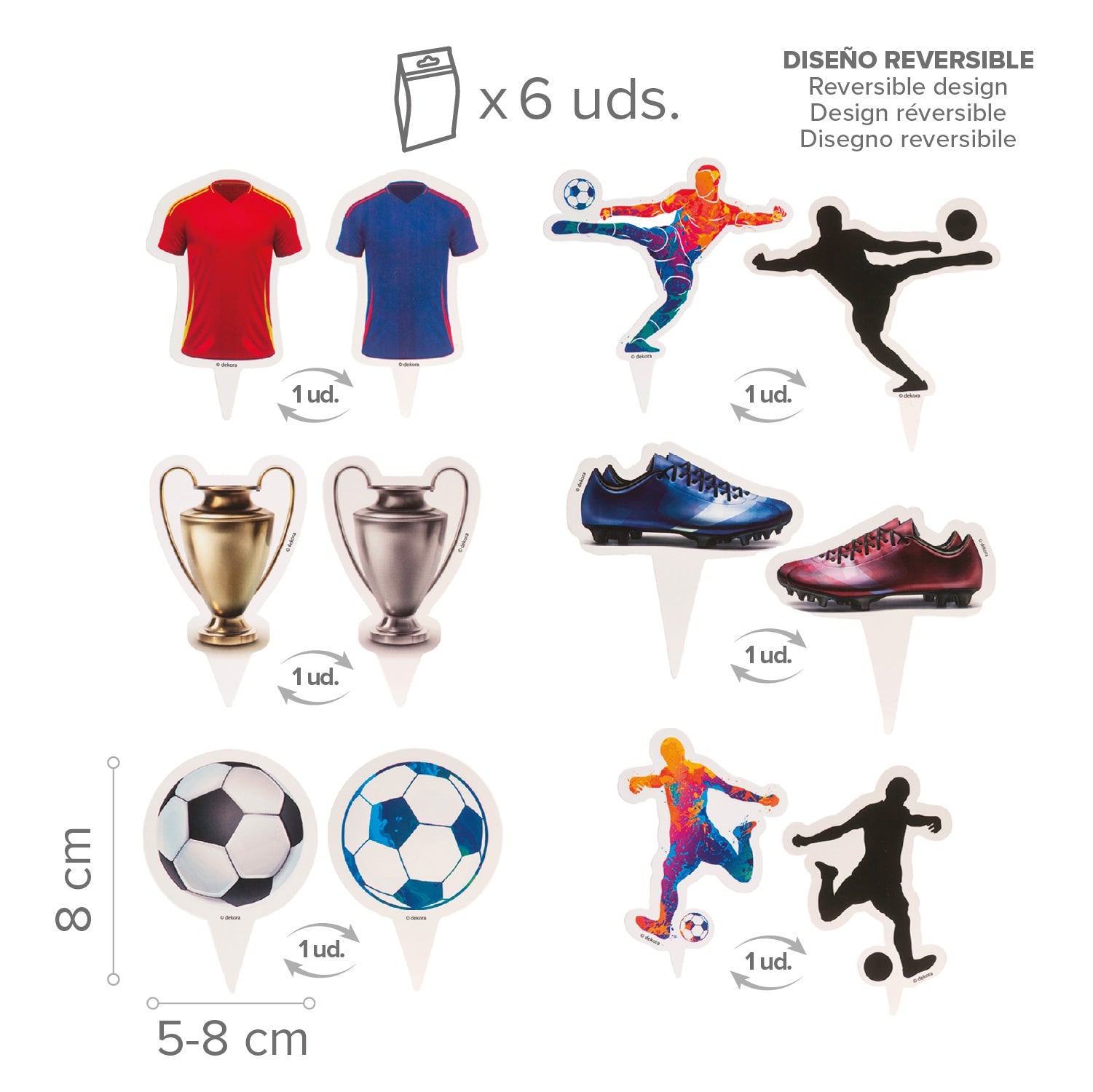 KIT DECO CAISSETTES CUPCAKES AVEC TOPPERS FOOTBALL 12 UNITÉS