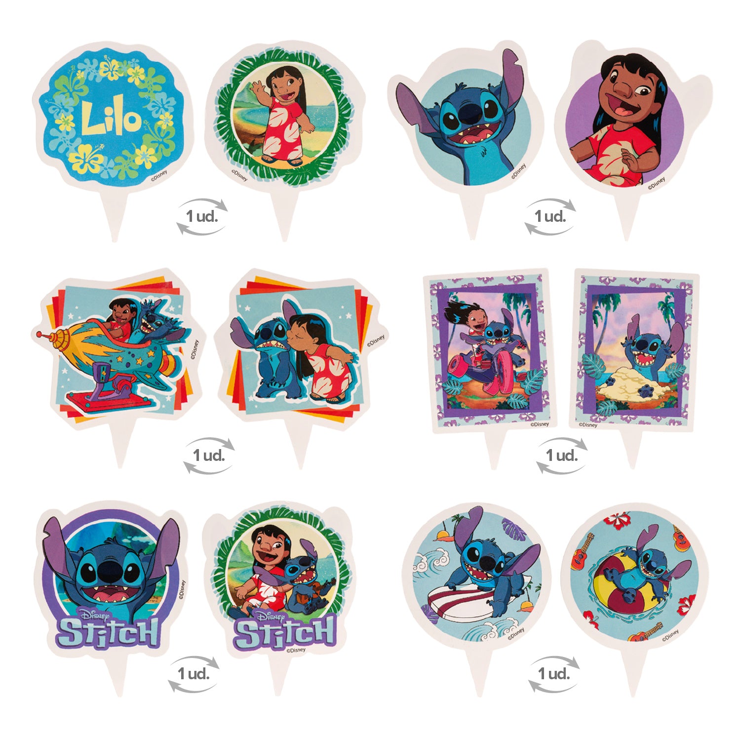KIT DECORACIÓN CUPCAKE CON TOPPERS STITCH