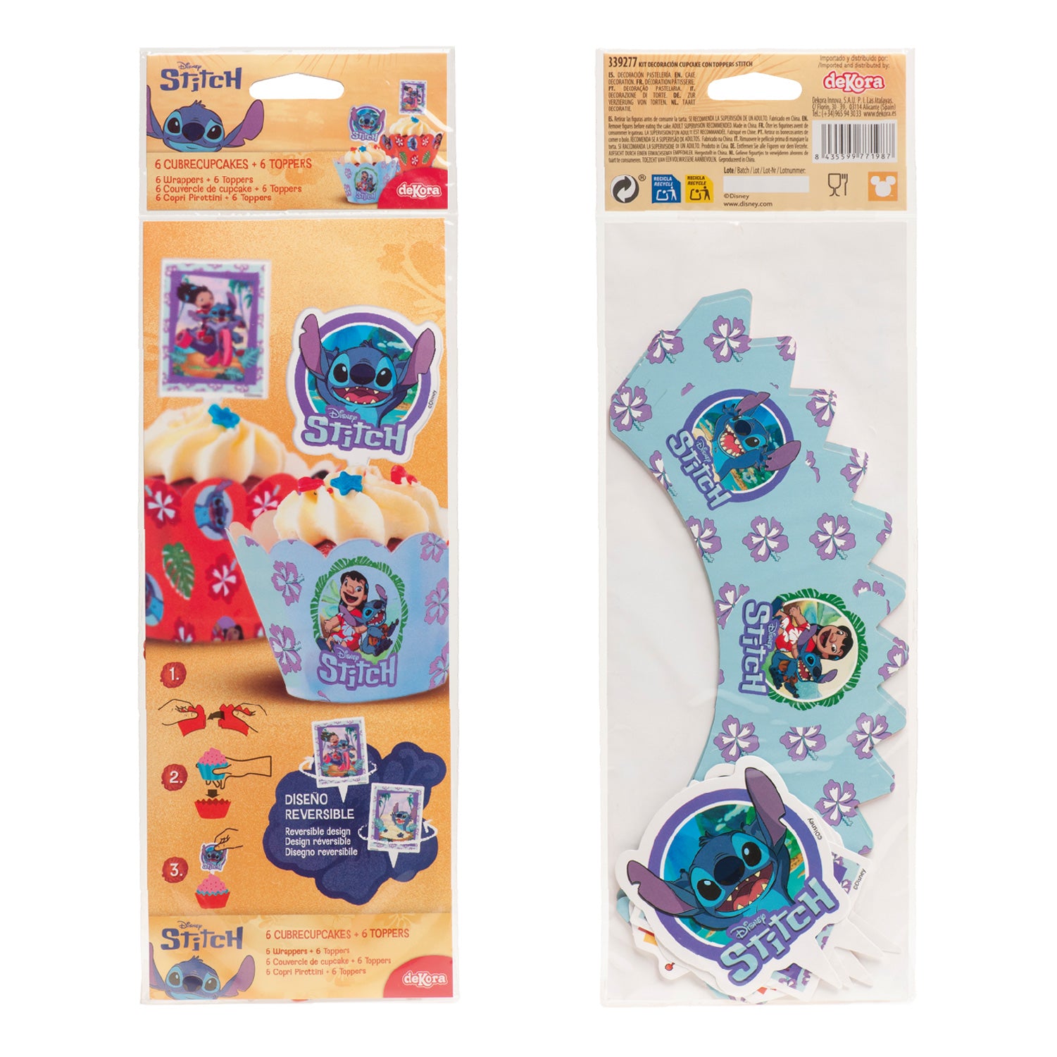 KIT DECORACIÓN CUPCAKE CON TOPPERS STITCH