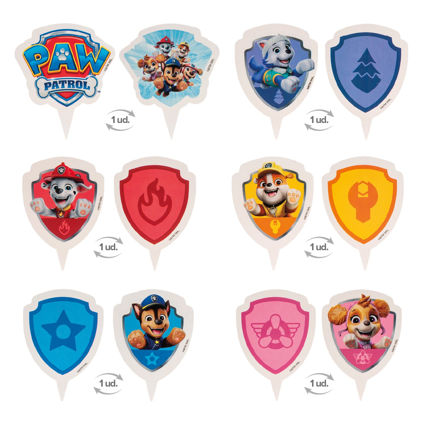 KIT DECO CUPCAKE CAPSULES WITH TOPPERS PAW PATROL 12 UNITS