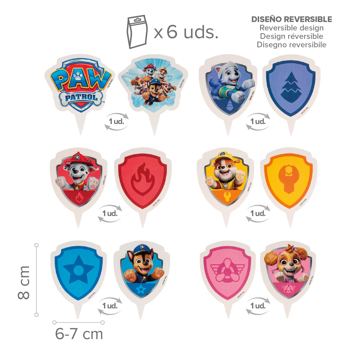 KIT DECO CUPCAKE CAPSULES WITH TOPPERS PAW PATROL 12 UNITS