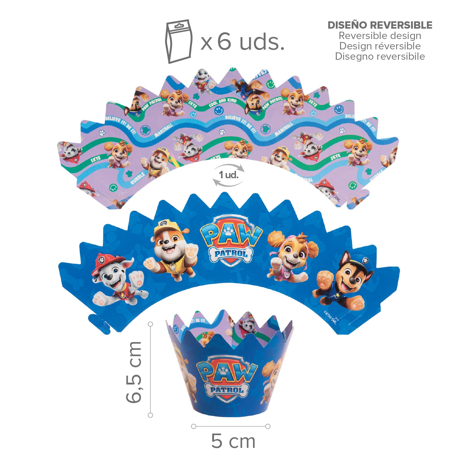 KIT DECO CUPCAKE CAPSULES WITH TOPPERS PAW PATROL 12 UNITS