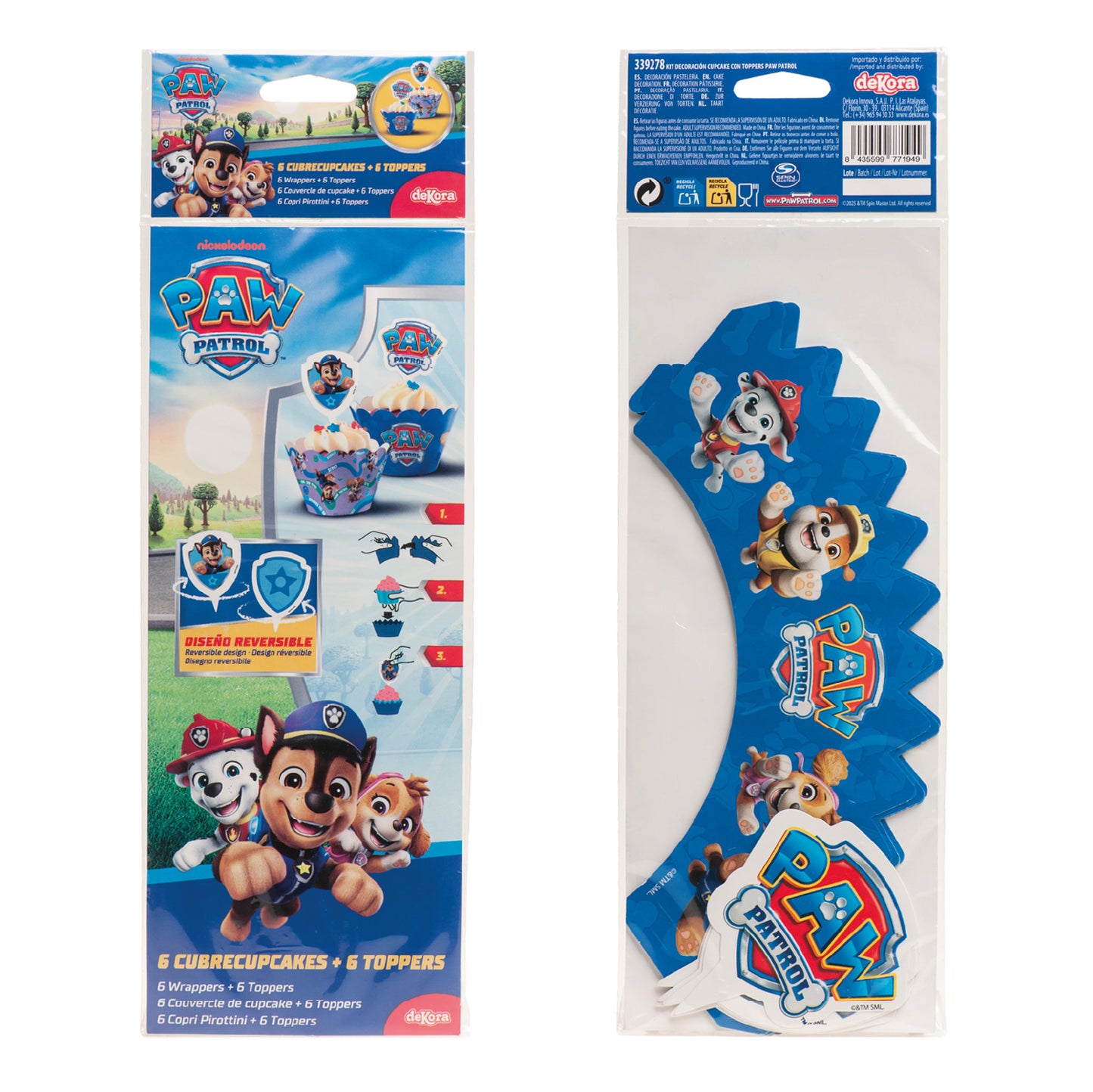 KIT DECO CUPCAKE CAPSULES WITH TOPPERS PAW PATROL 12 UNITS