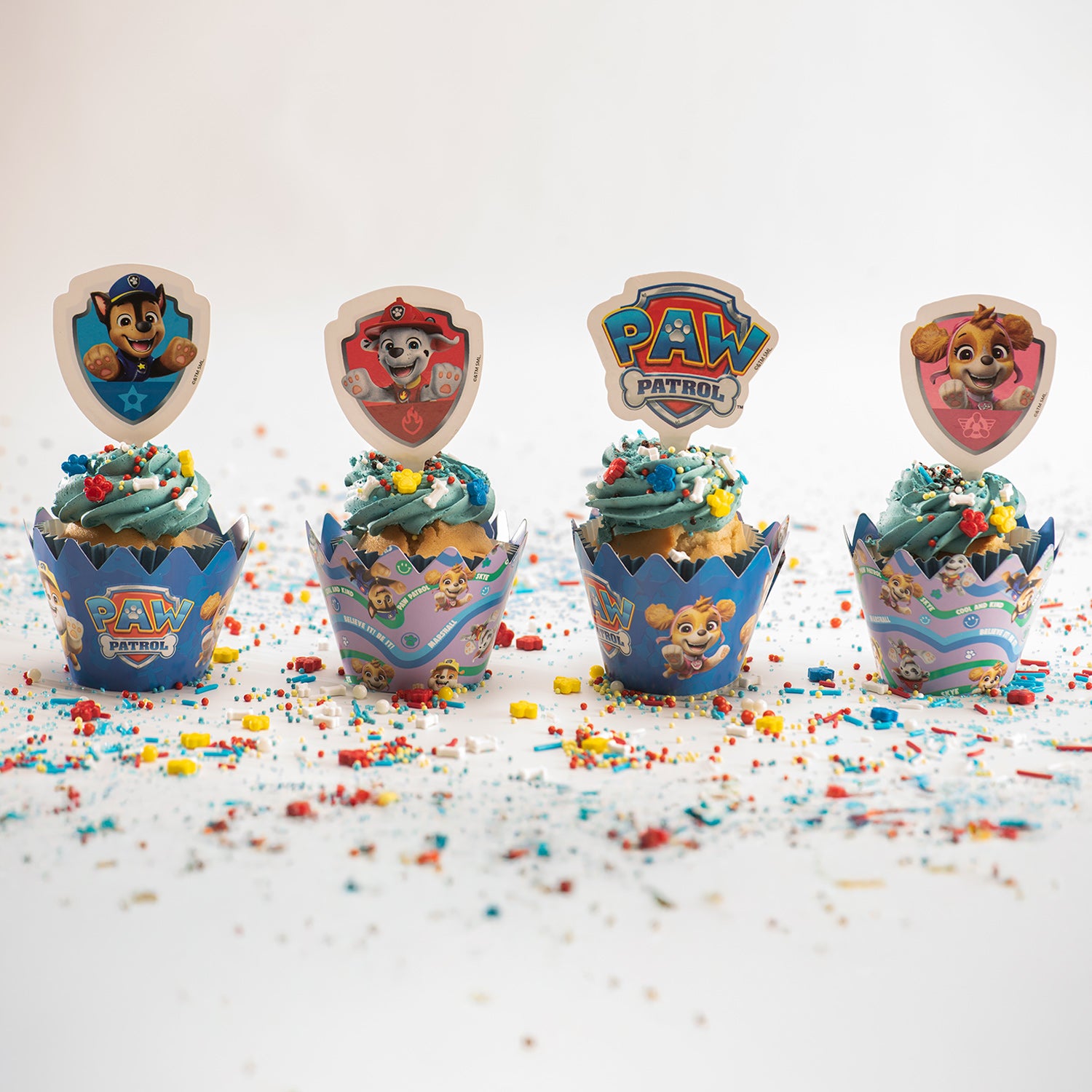 KIT DECO CAISSETTES CUPCAKES PAW PATROL 12 UNITÉS