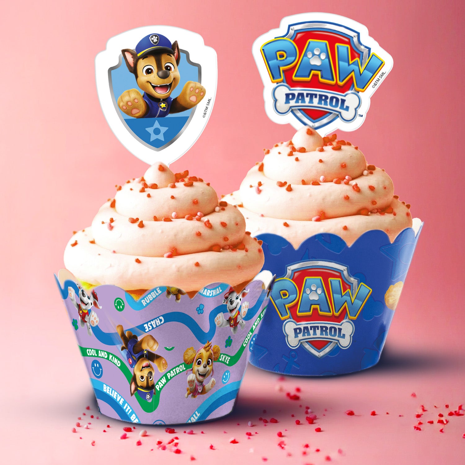 KIT DECO CUPCAKE CAPSULES WITH TOPPERS PAW PATROL 12 UNITS