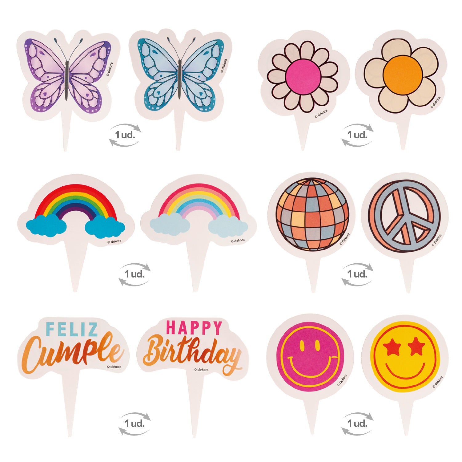 KIT DECO CAISSETTES CUPCAKES JOYEUX ANNIVERSAIRE