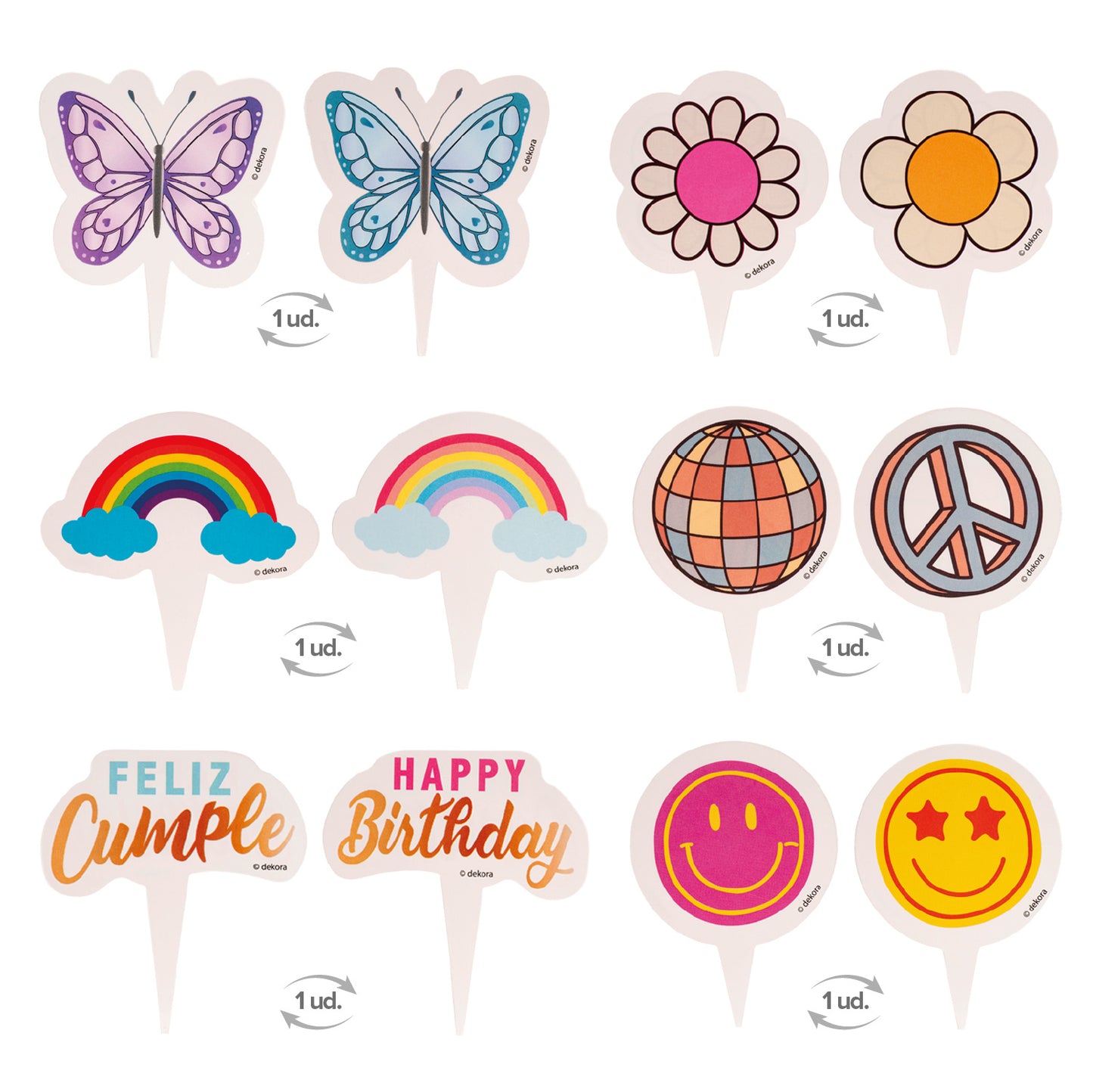 KIT DECO CAISSETTES CUPCAKES JOYEUX ANNIVERSAIRE