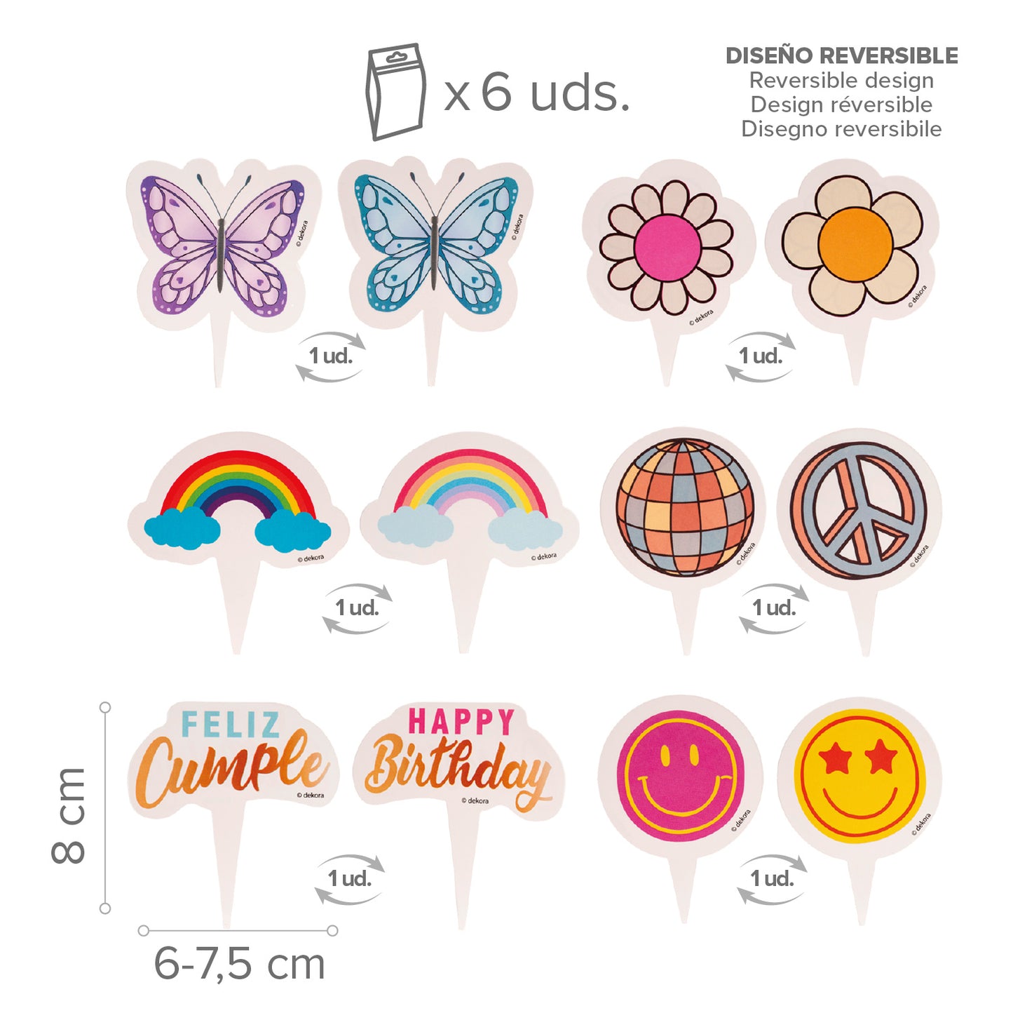 KIT DECO CAISSETTES CUPCAKES JOYEUX ANNIVERSAIRE