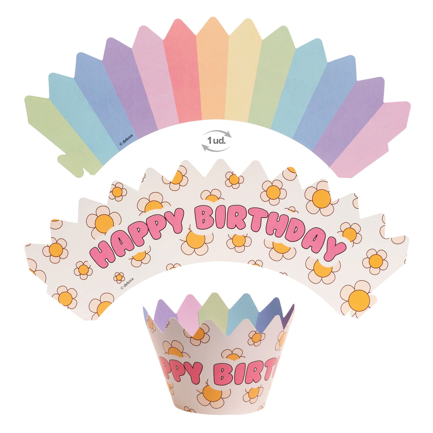 KIT DECO CAISSETTES CUPCAKES JOYEUX ANNIVERSAIRE