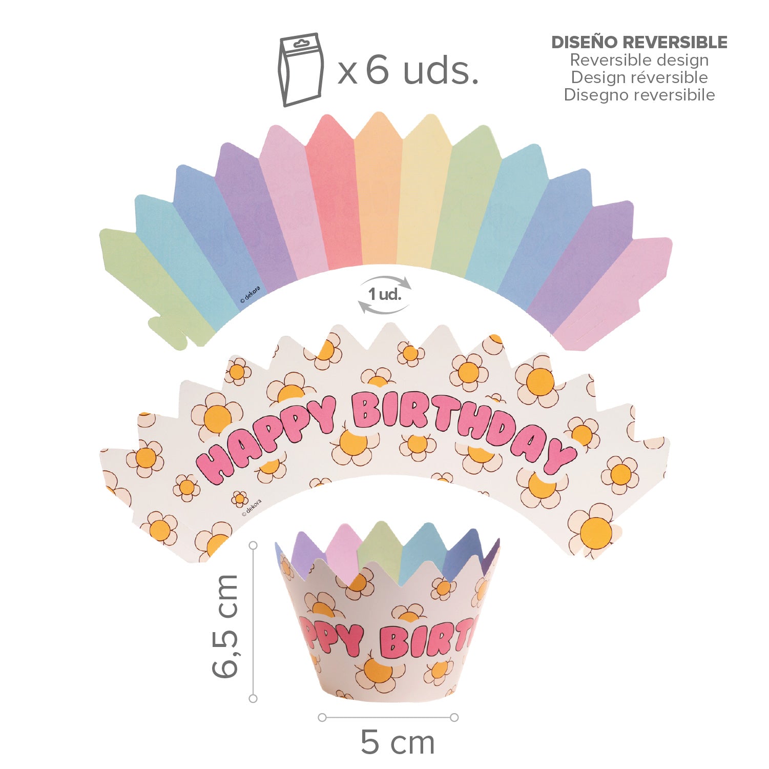 KIT DECORACIÓN CUPCAKE CON TOPPER FELIZ CUMPLEAÑOS