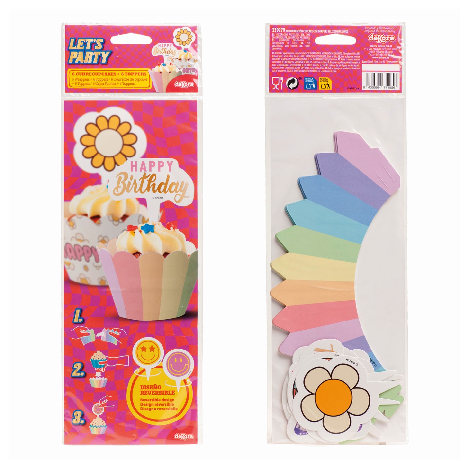 KIT DECO CAISSETTES CUPCAKES JOYEUX ANNIVERSAIRE