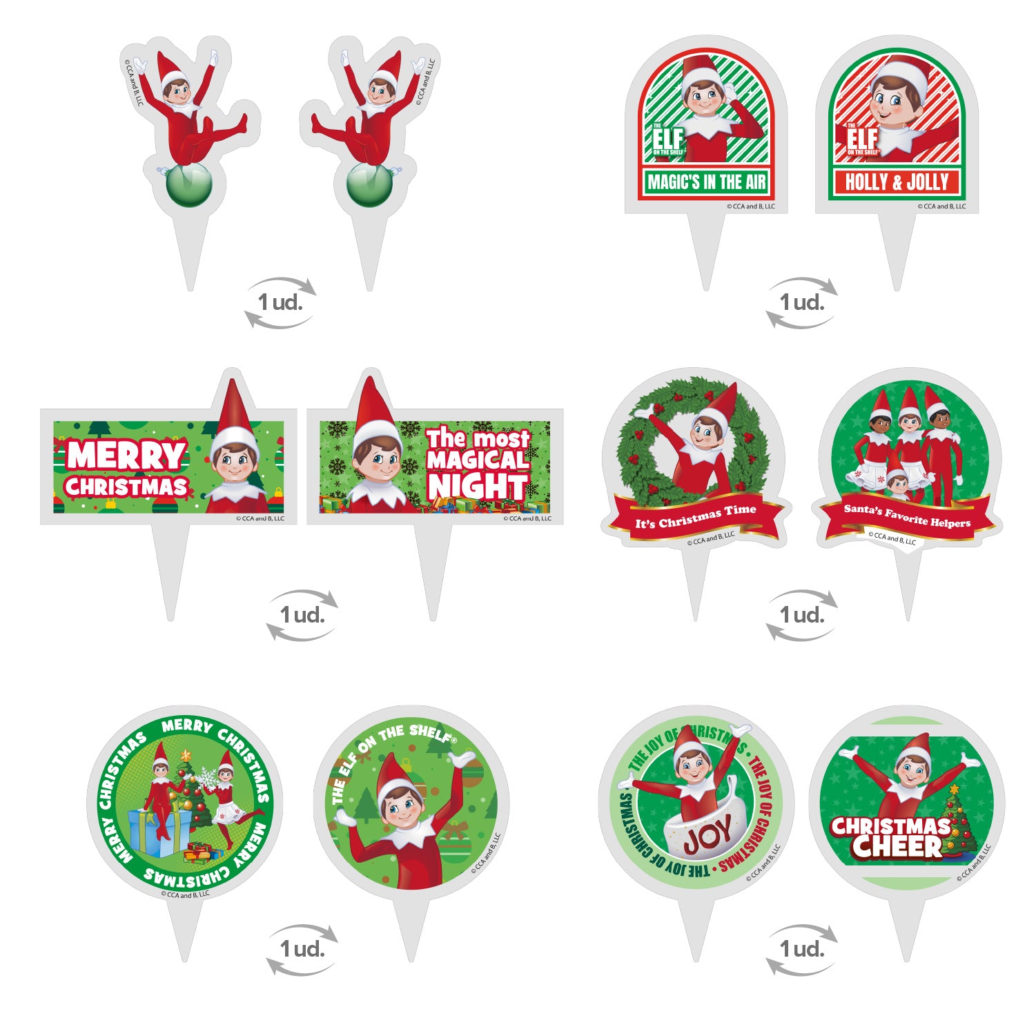 KIT DECORACION ENVOLTURA CUPCAKE CON TOPPERS THE ELF 12UD