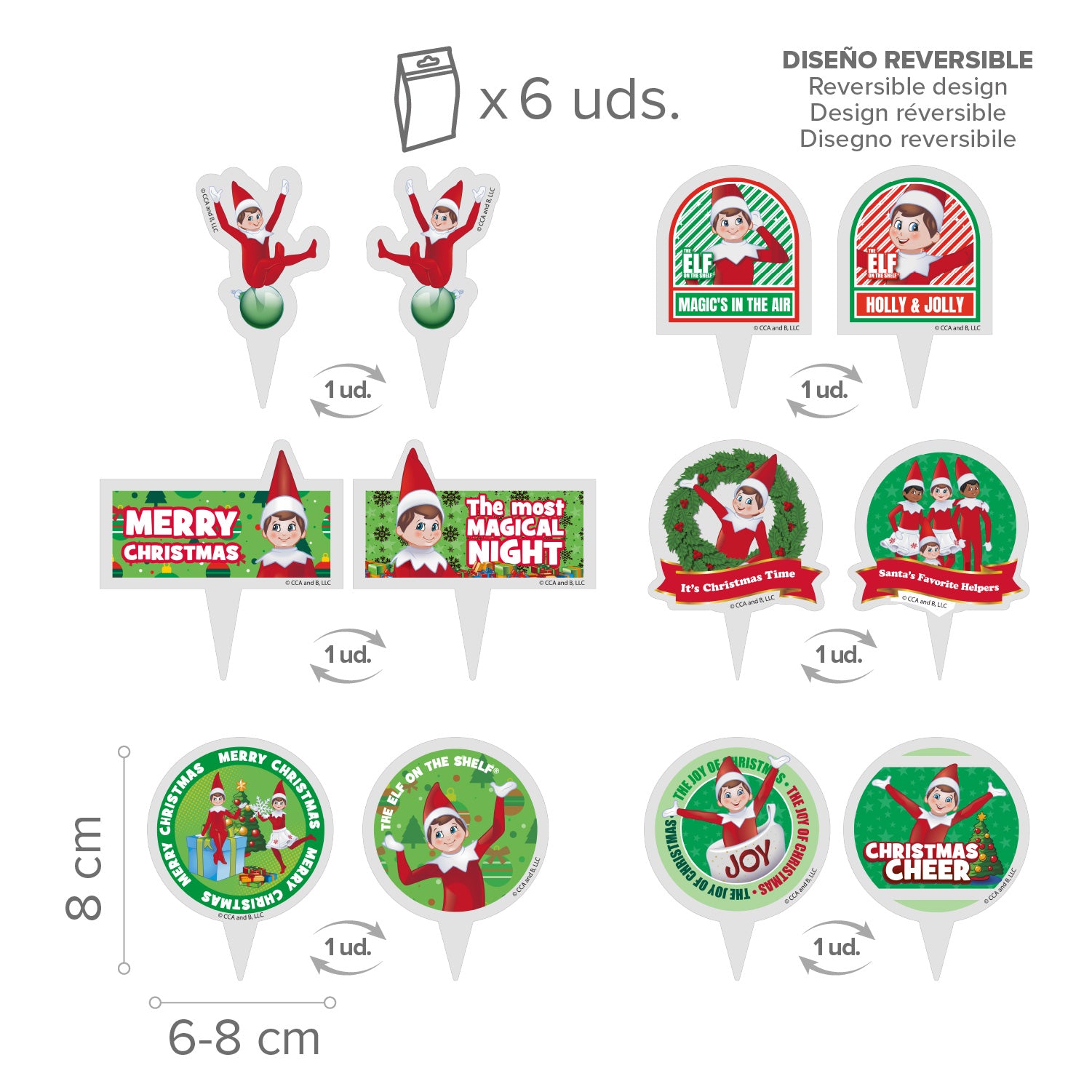 KIT DECORACIÓN ENVOLTURA CUPCAKE CON TOPPERS THE ELF 12UD