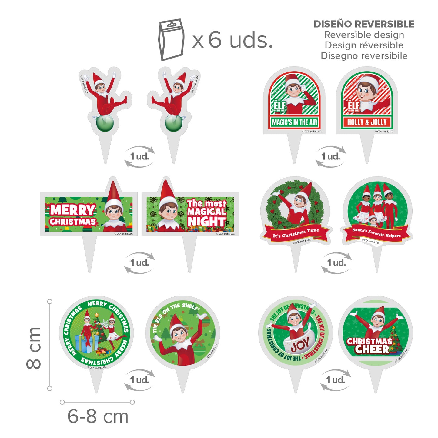 KIT DECORACIÓN ENVOLTURA CUPCAKE CON TOPPERS THE ELF 12UD