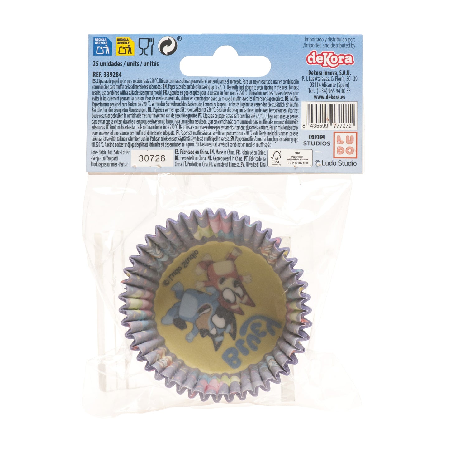 BLISTER 25 CAPSULAS CUPCAKE BLUEY Y BINGO Ø 5CM H 3CM