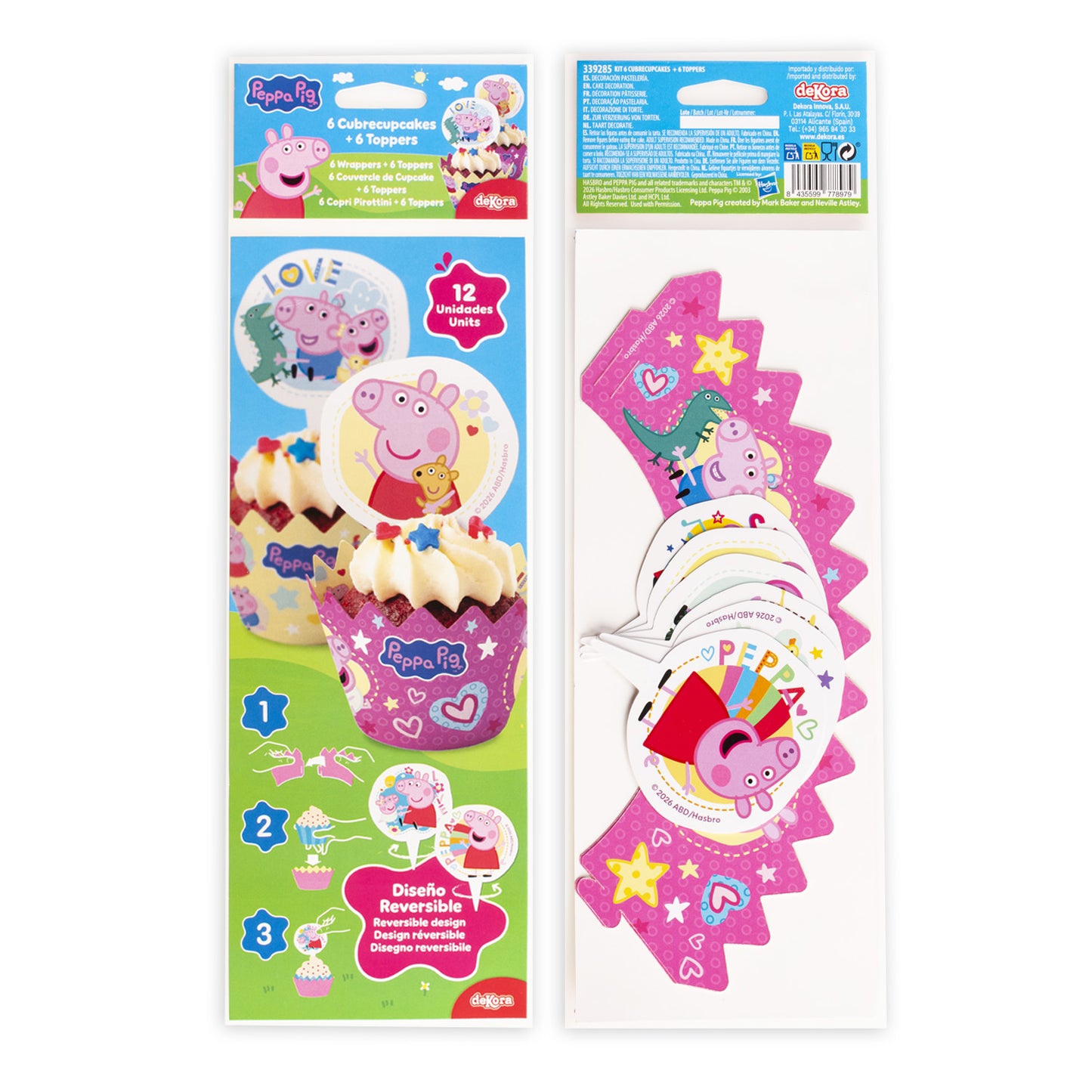 CAPSULAS CUPCAKE CON TOPPERS PEPPA PIG 12 UNIDADES