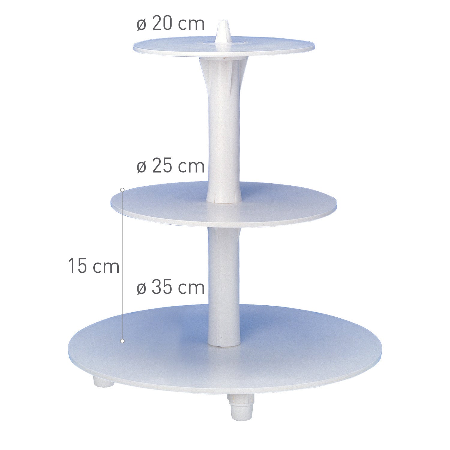 STAND PLÁSTICO 2 ANDARES PARA BOLOS Ø 35CM-25CM-20CM