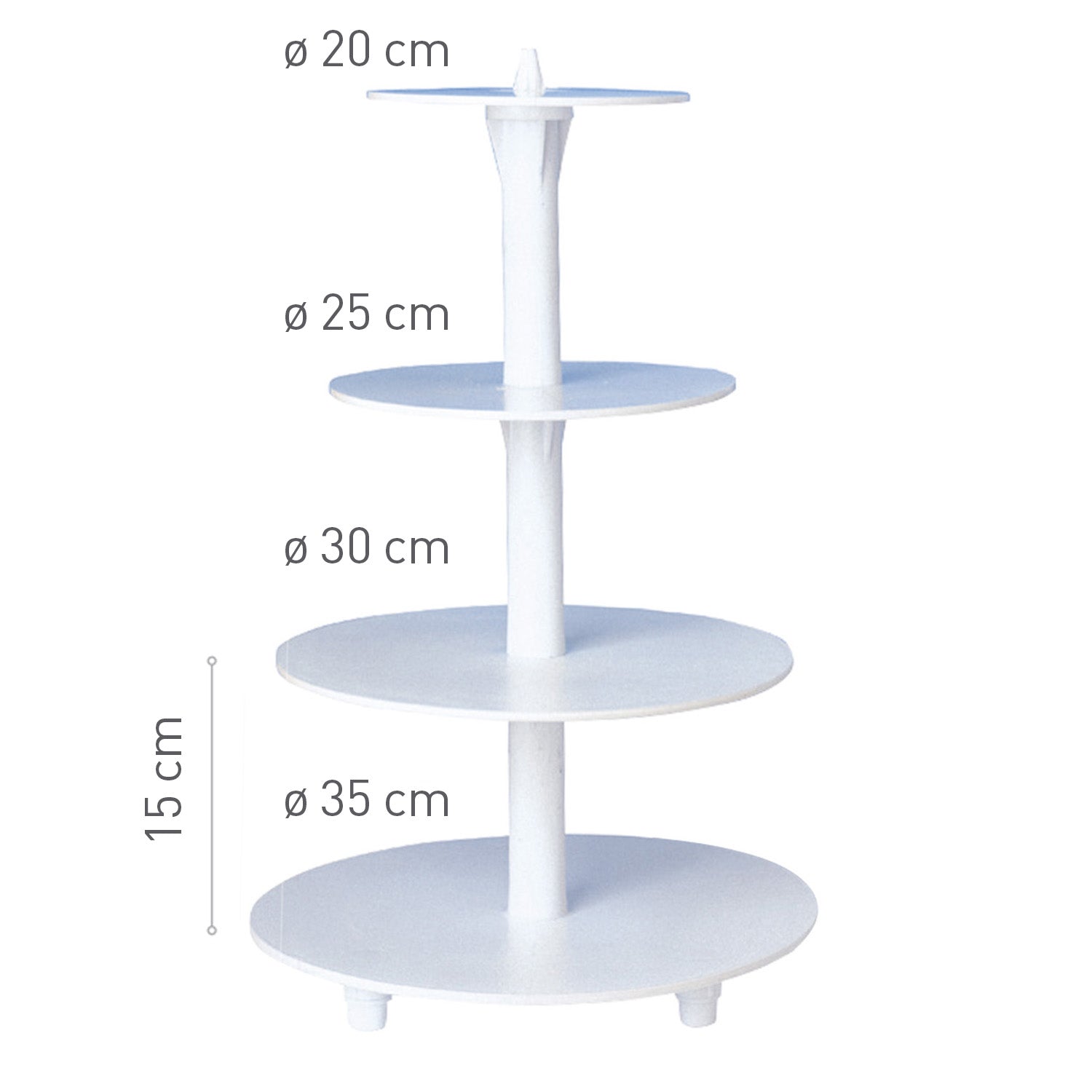PRÉSENTOIR EN PLASTIQUE 4 ÉTAGES Ø 35CM-30CM-25CM-20CM