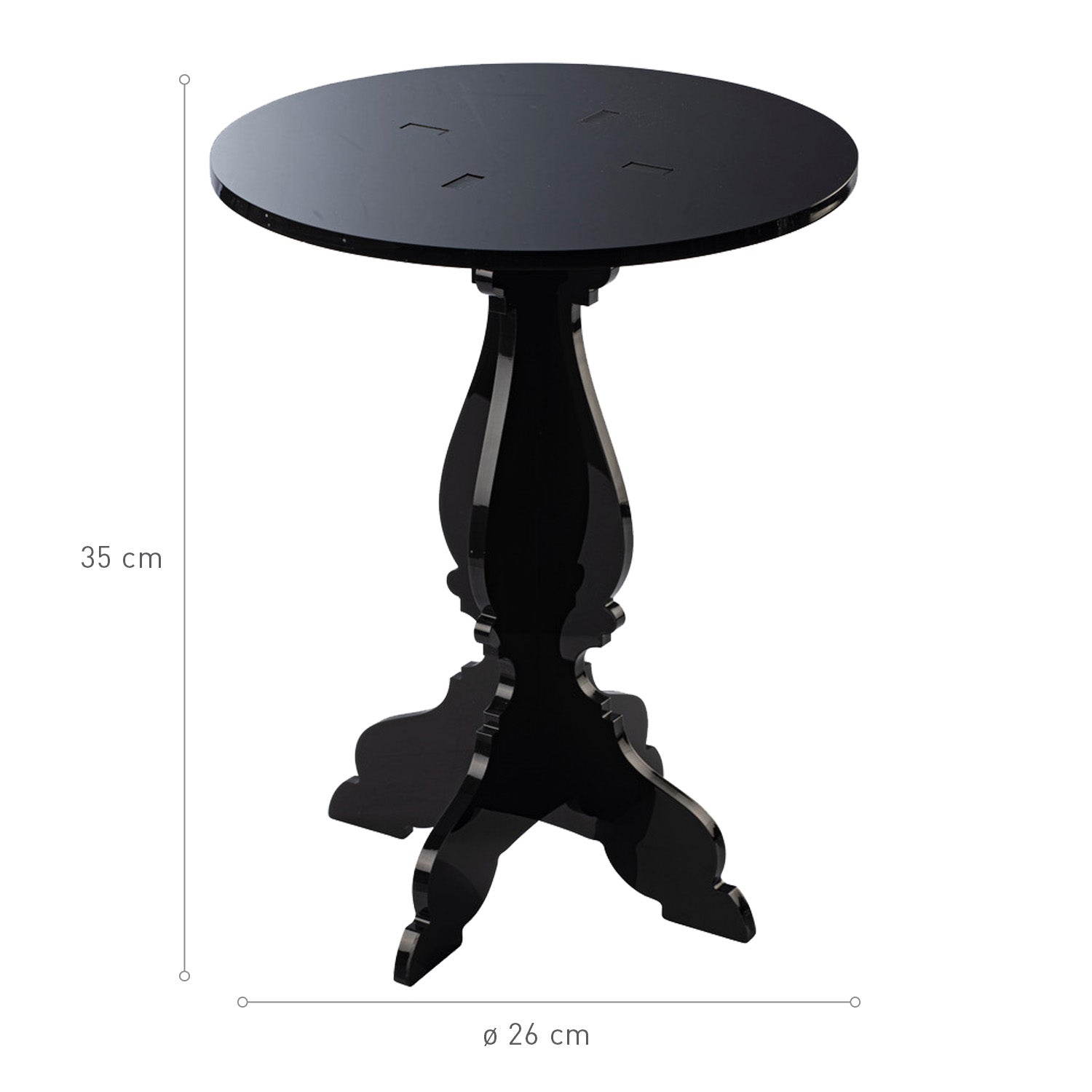SOPORTE PLEXIGLAS BARROCO NEGRO  Ø 26CM H 35CM