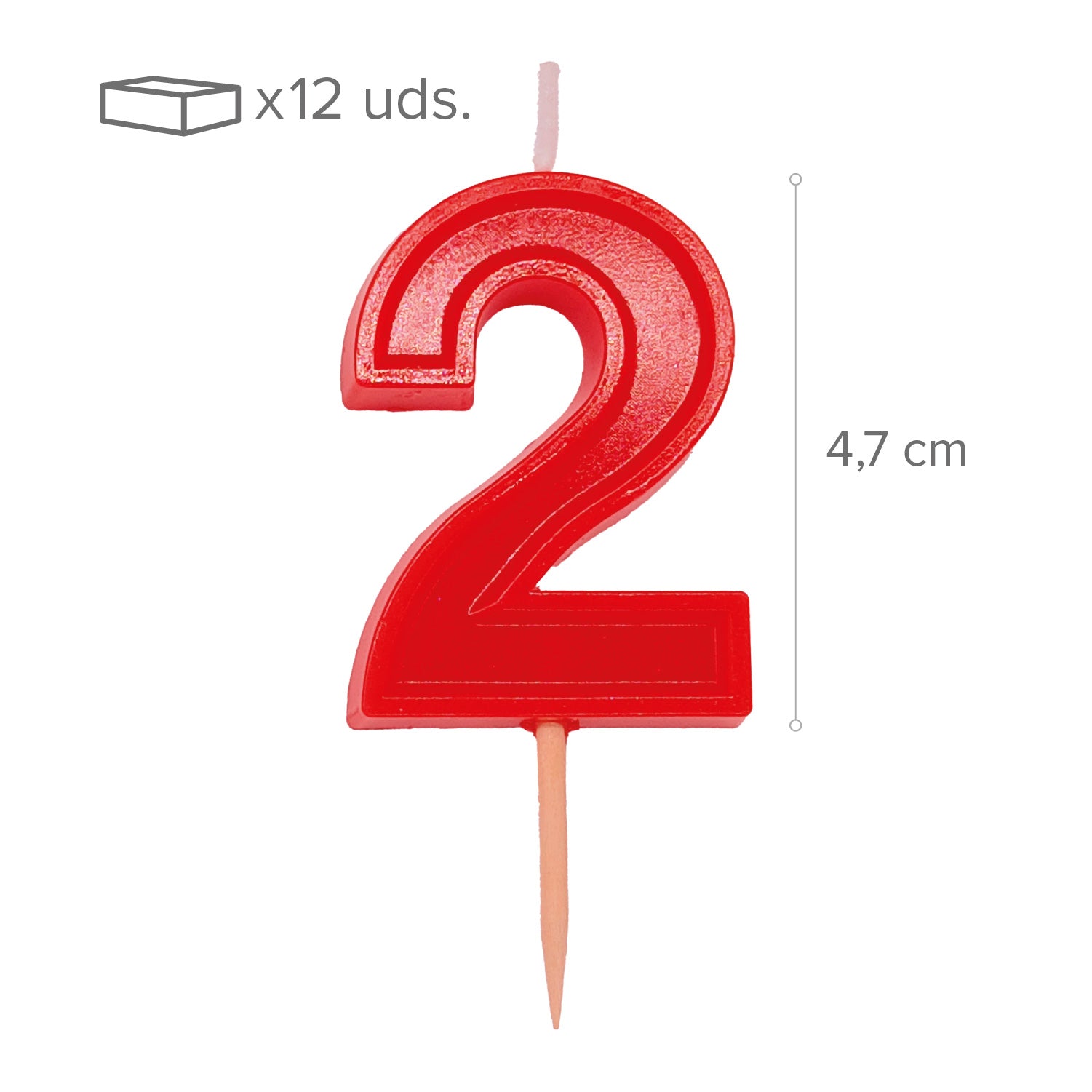12 VELAS NUMERO 2 HELVET
