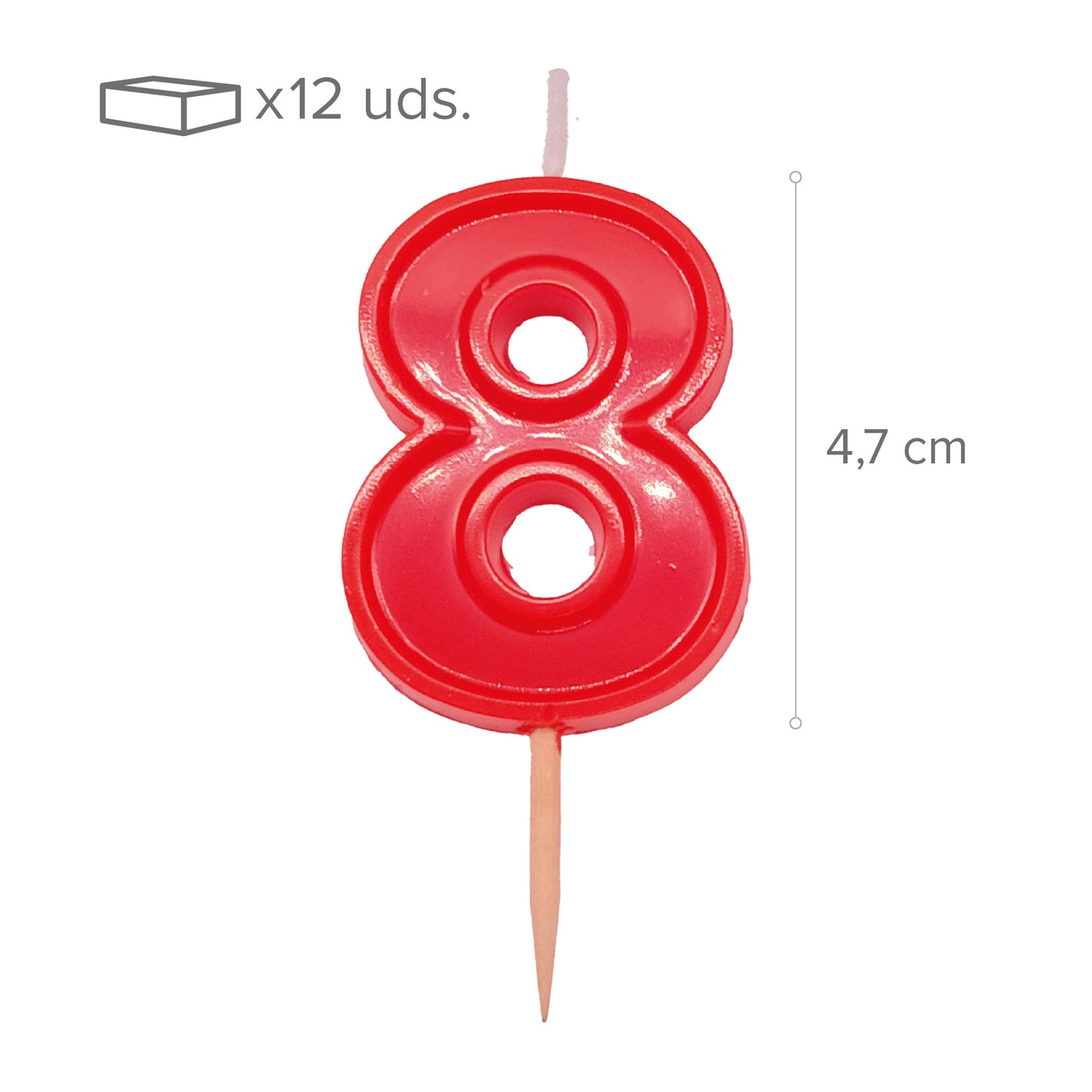 12 VELAS NUMERO 8 HELVET