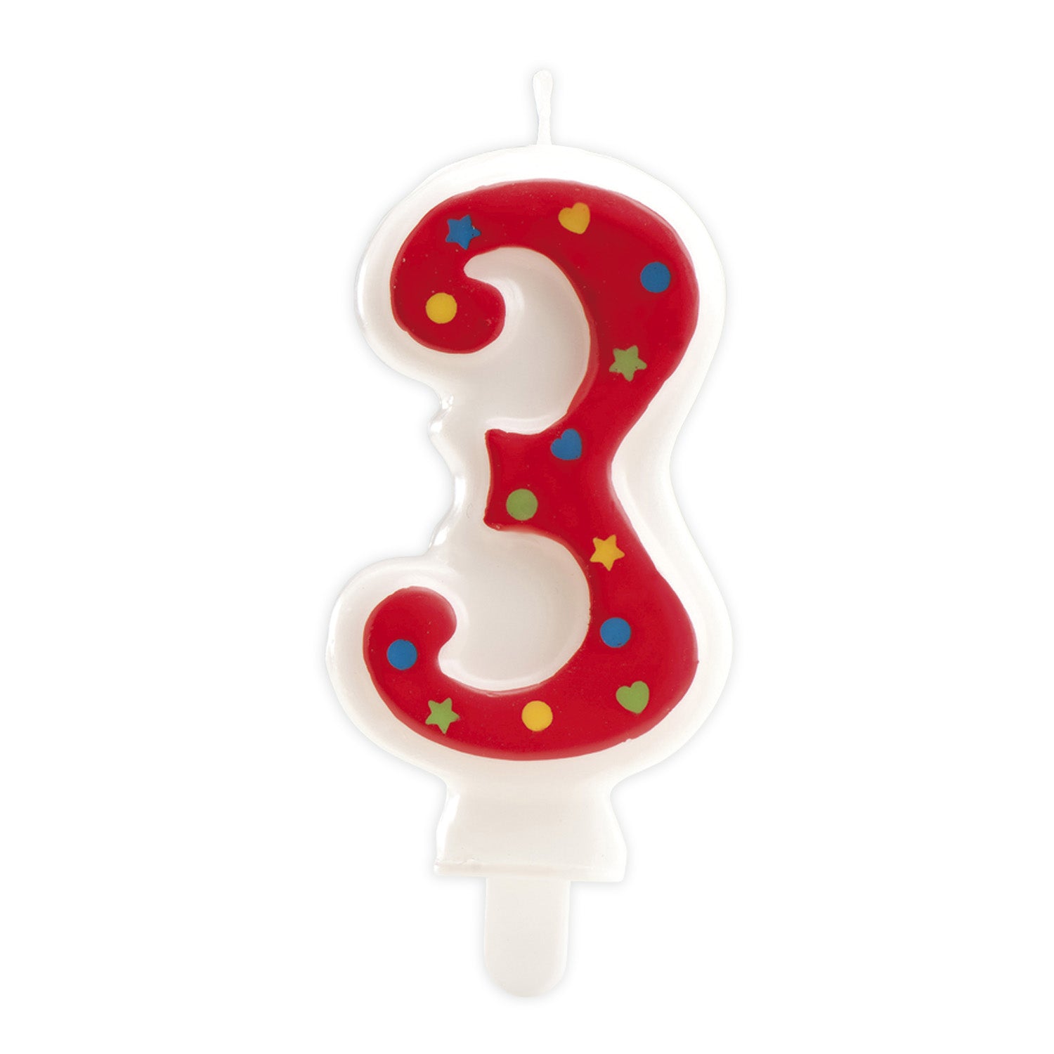 VELA FIESTA NUMERO 3 ROJA 6,5CM