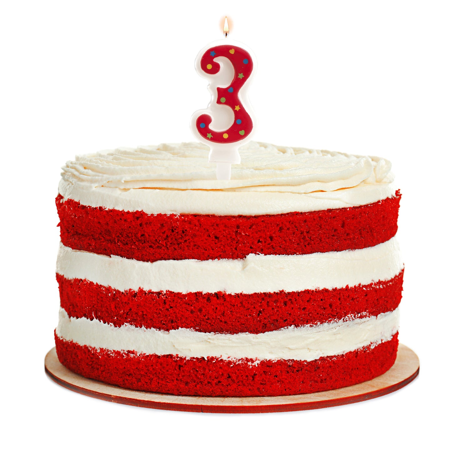 BIRTHDAY CANDLE NUMBER 3 RED NEW 6,5CM