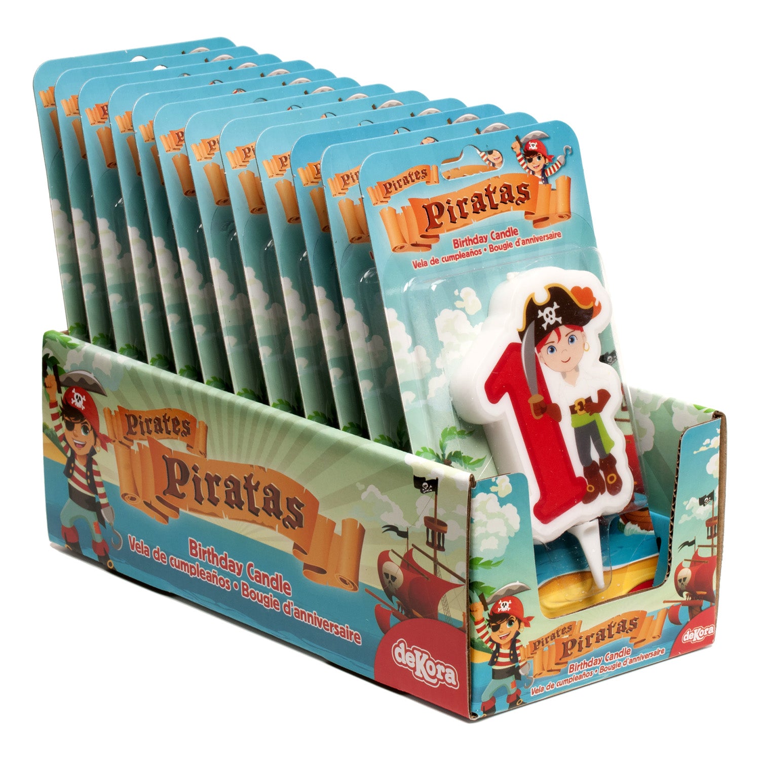 DISPLAY 12 VELAS 2D PIRATAS Nº1 | 7CM