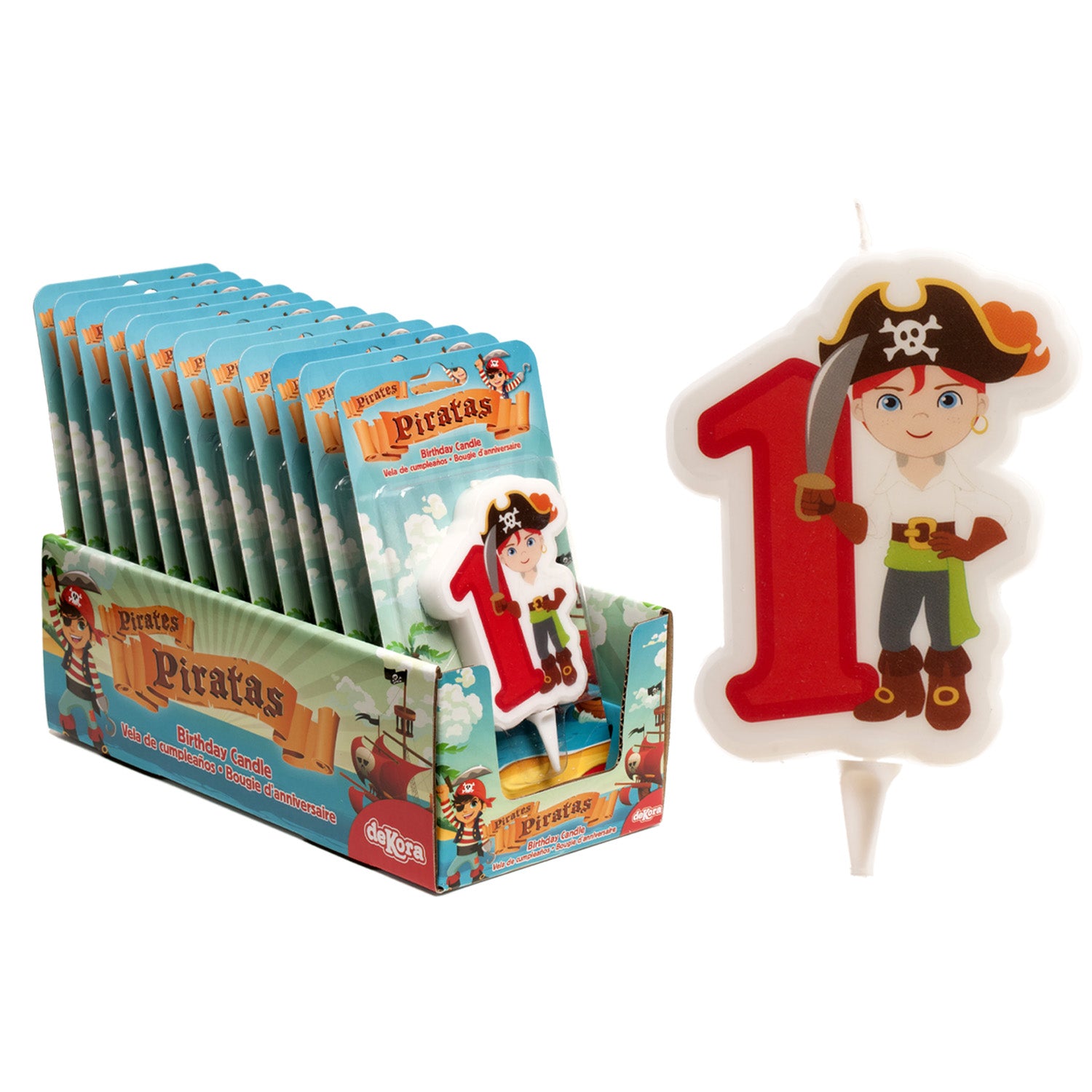 DISPLAY 12 VELAS 2D PIRATAS Nº1 | 7CM