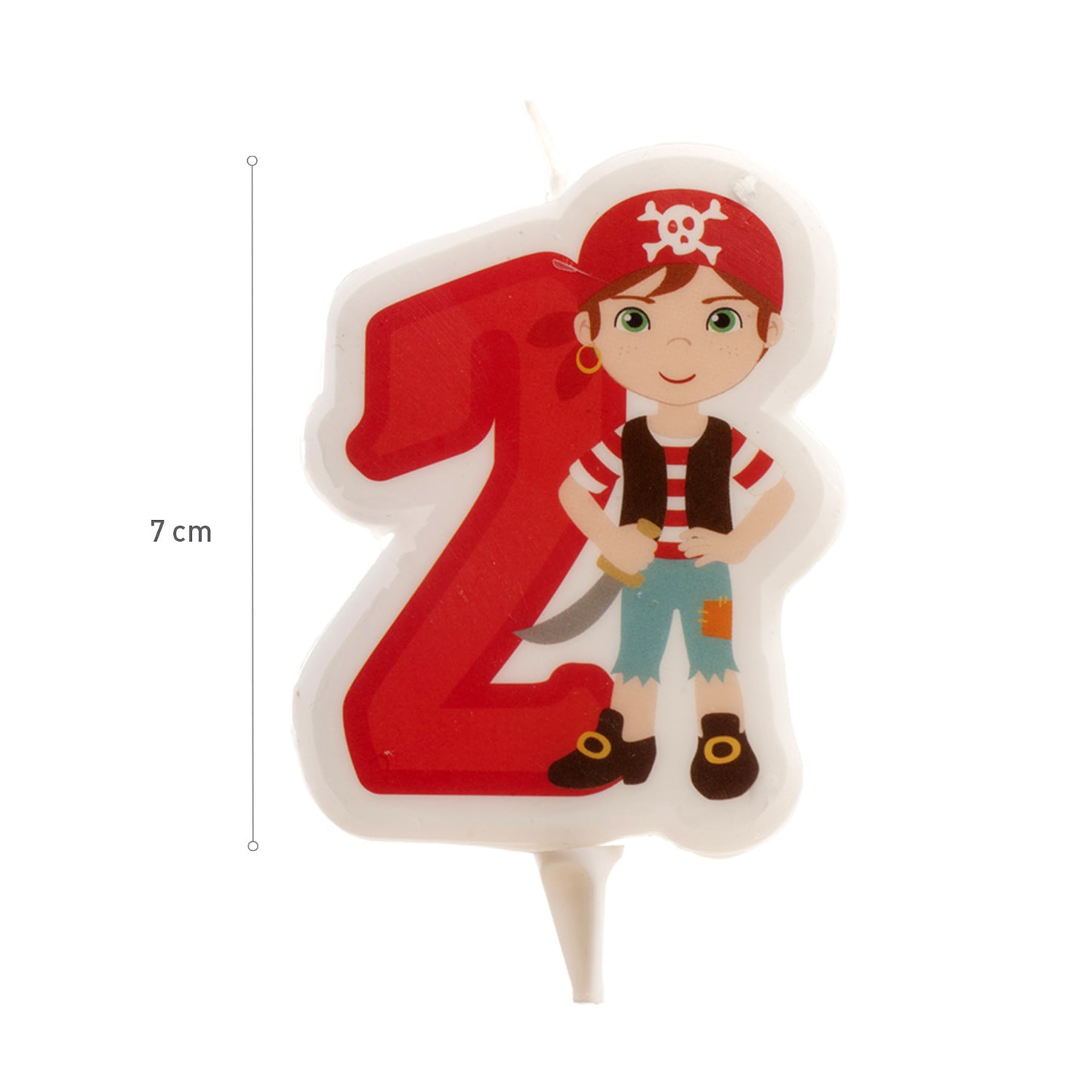 DISPLAY 12 VELAS 2D PIRATAS Nº2 | 7CM