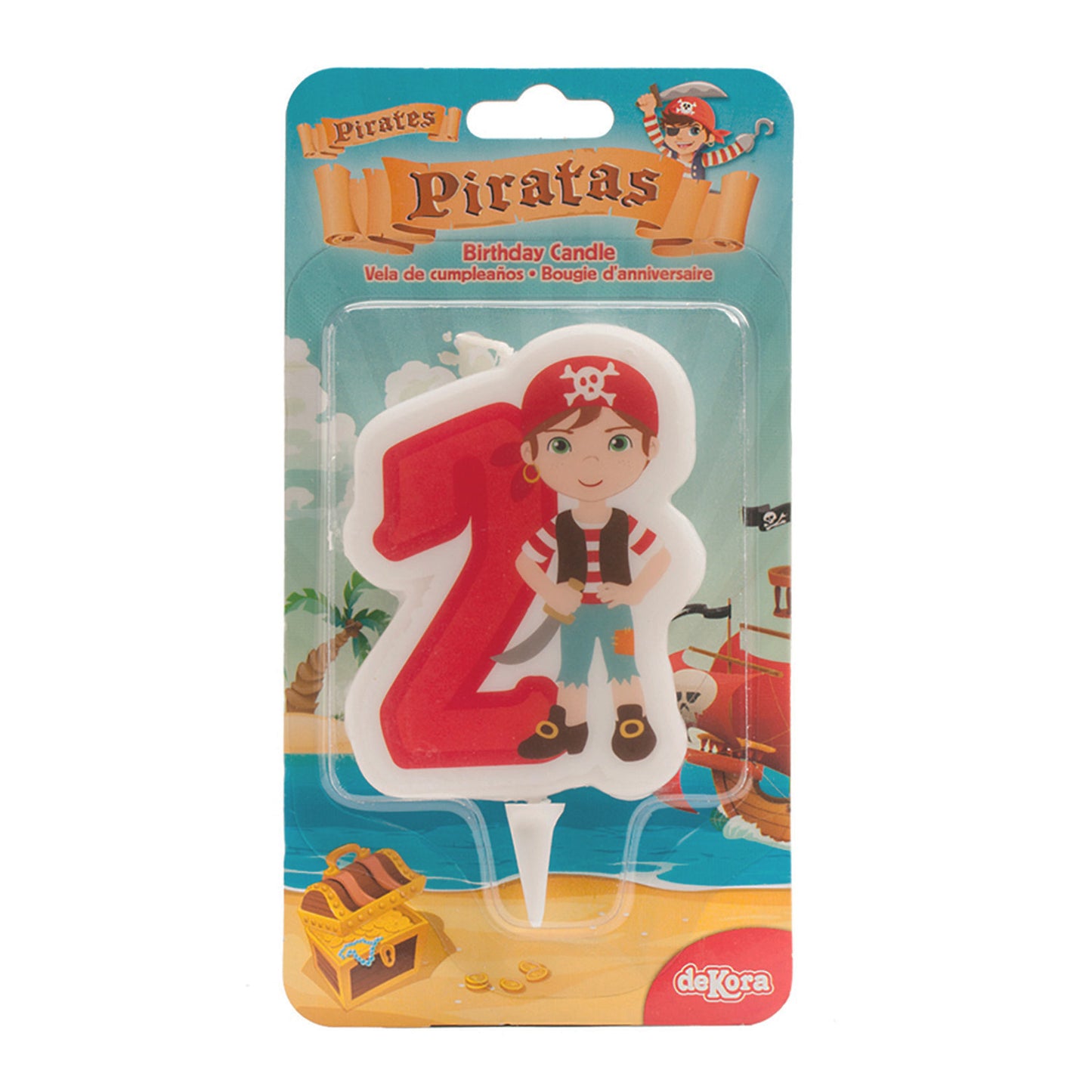 DISPLAY 12 VELAS 2D PIRATAS Nº2 | 7CM
