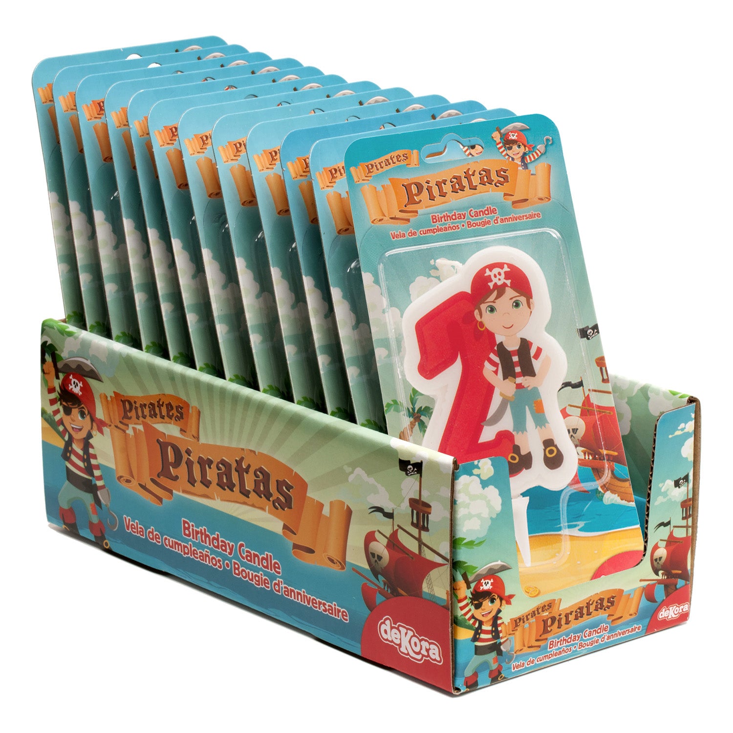 DISPLAY 12 VELAS 2D PIRATAS Nº2 | 7CM