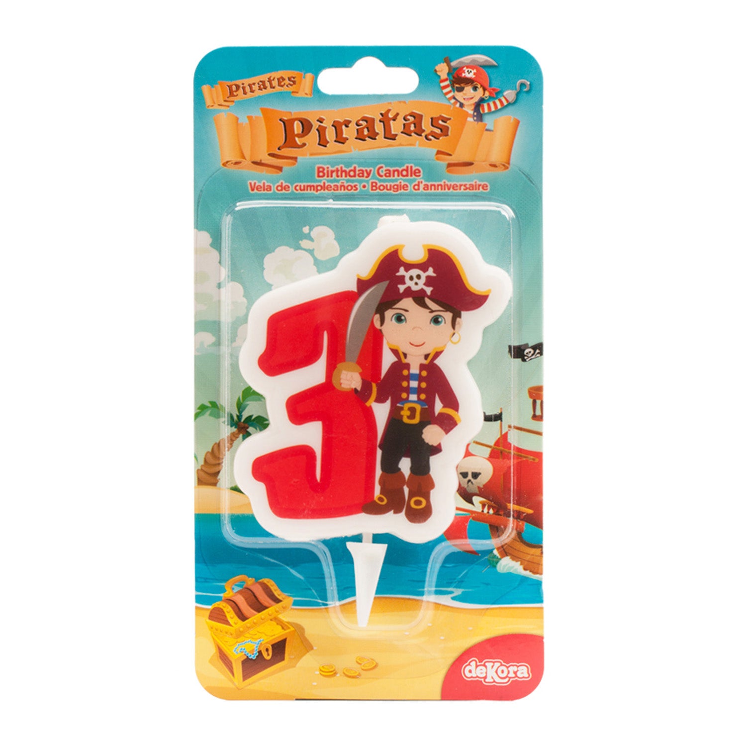 DISPLAY 12 BOUGIES PIRATES Nº3-7CM.