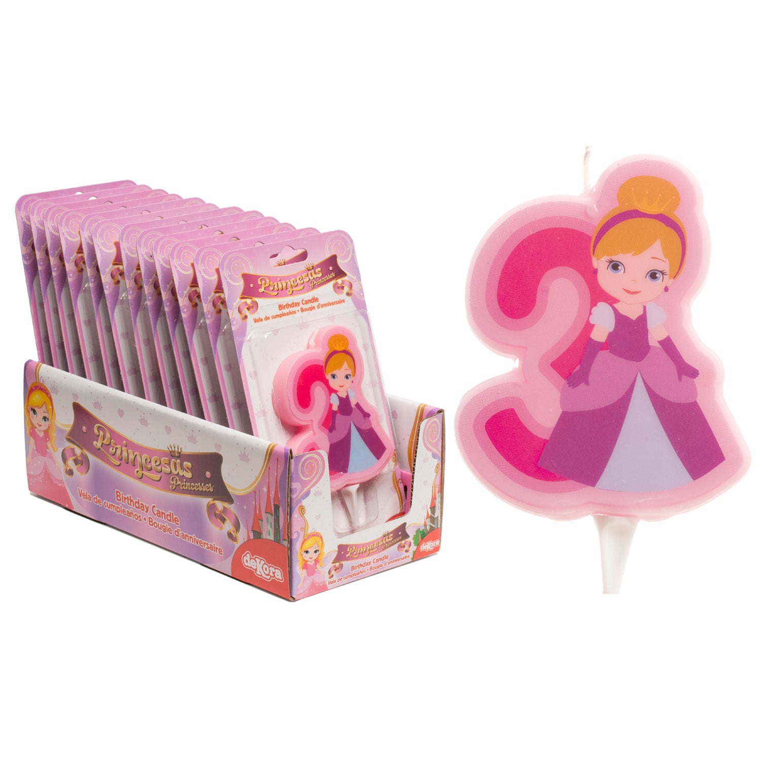 DISPLAY 12 VELAS 2D PRINCESA Nº3 | 7CM