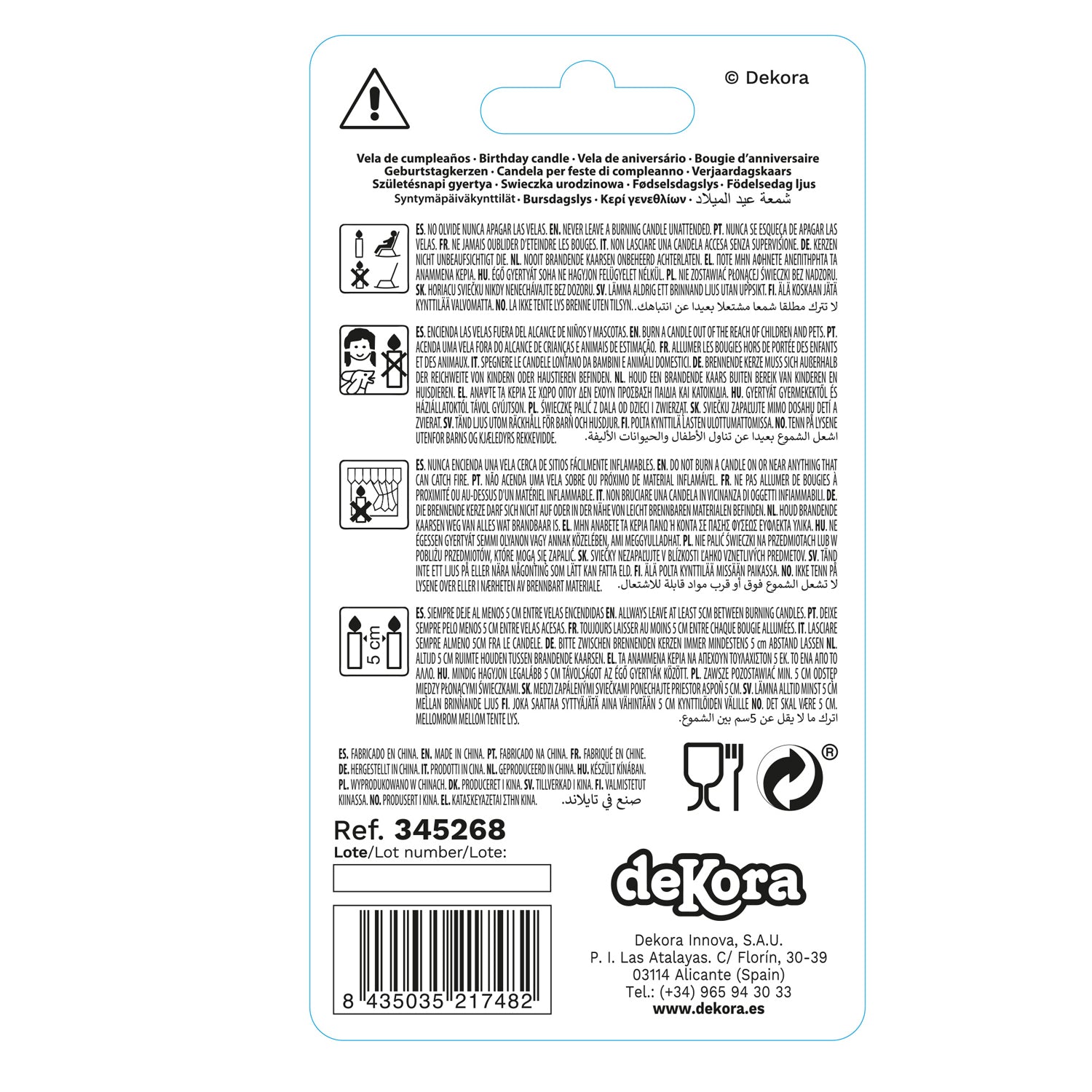 ESPOSITORE 12 CANDELINE Nº2 FLUORESCENTE 6CM