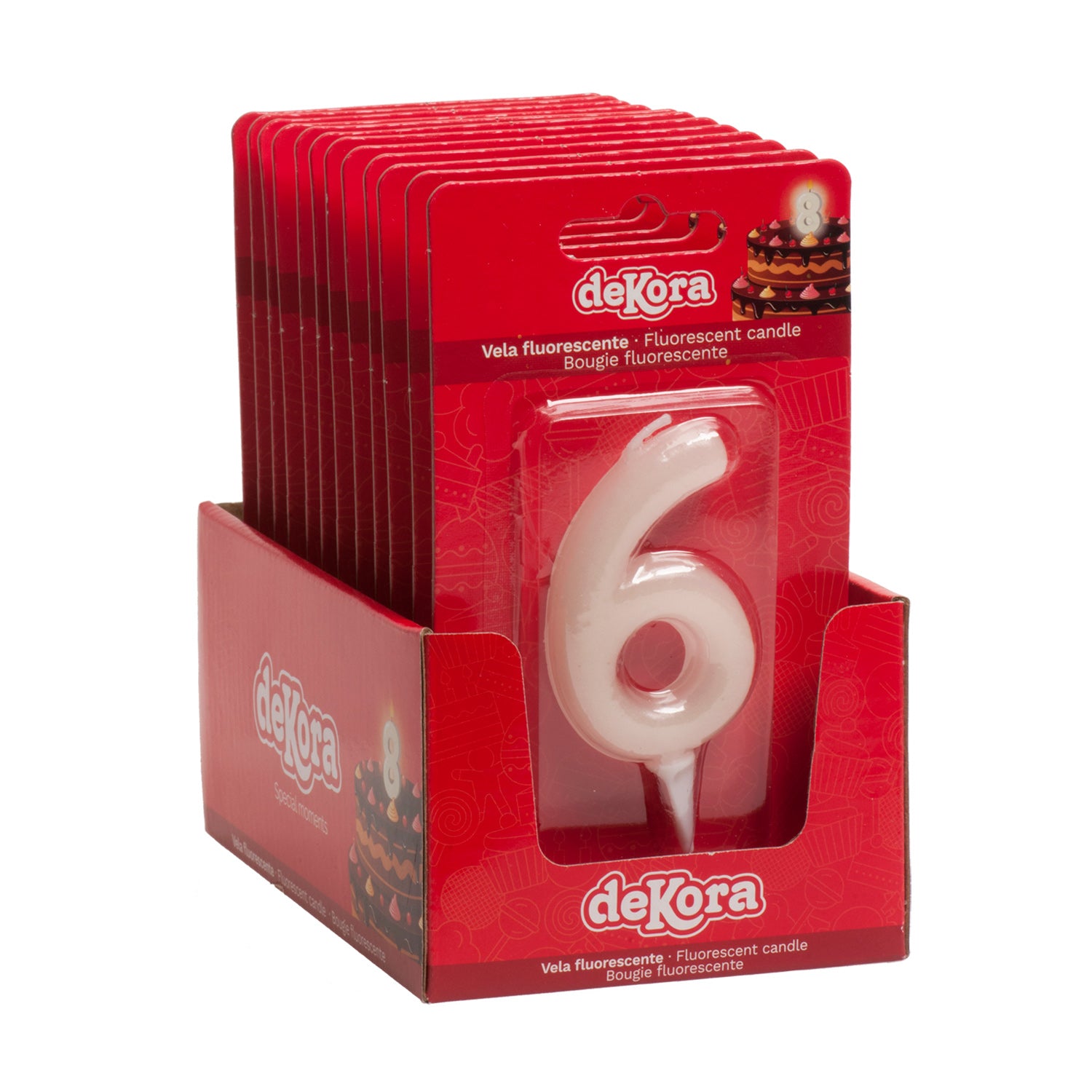 DISPLAY 12 FLUORESCENT NUMBER 6 CANDLES 6CM