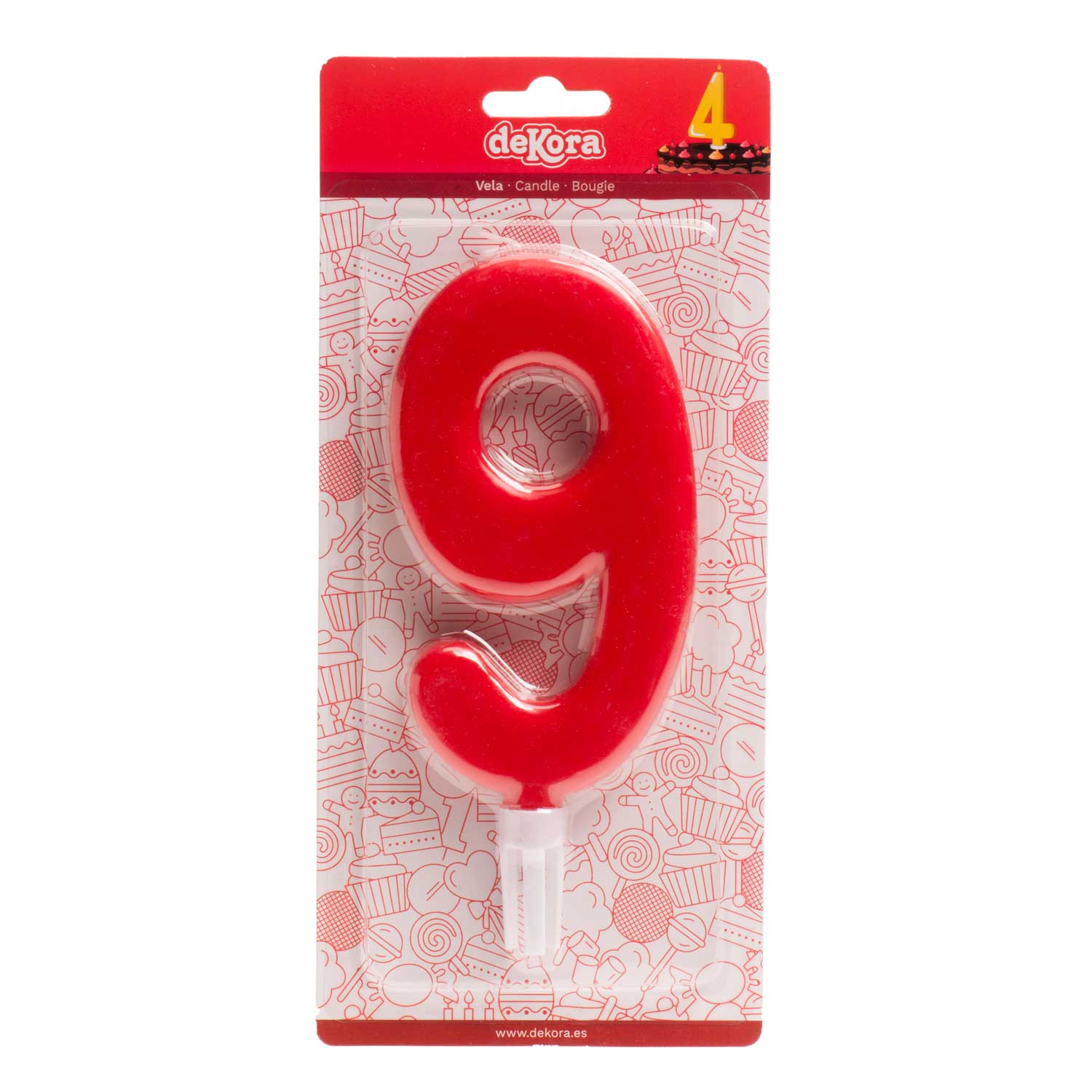 DISPLAY 6 GÉANTE BOUGIES CHIFFRE Nº9 15CM