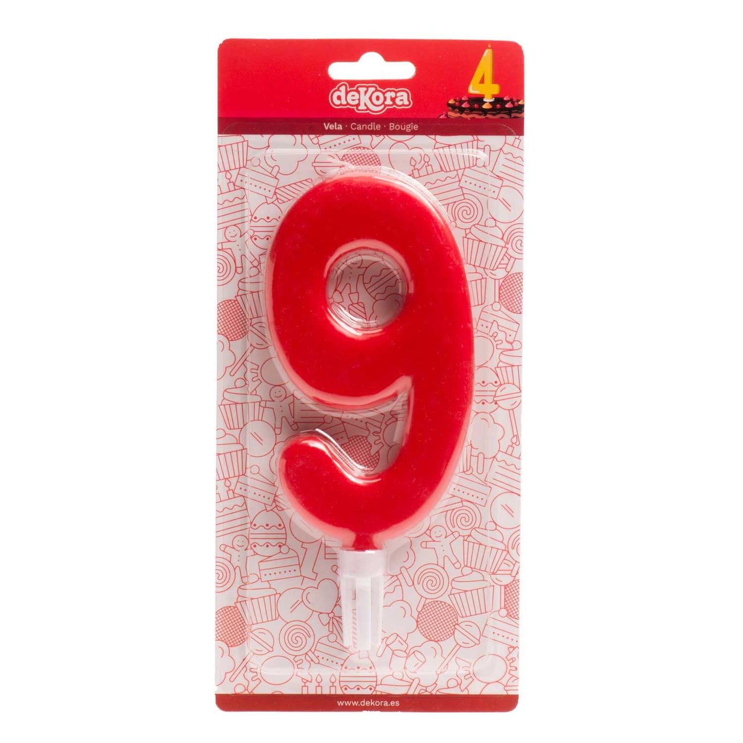 DISPLAY 6 GÉANTE BOUGIES CHIFFRE Nº9 15CM